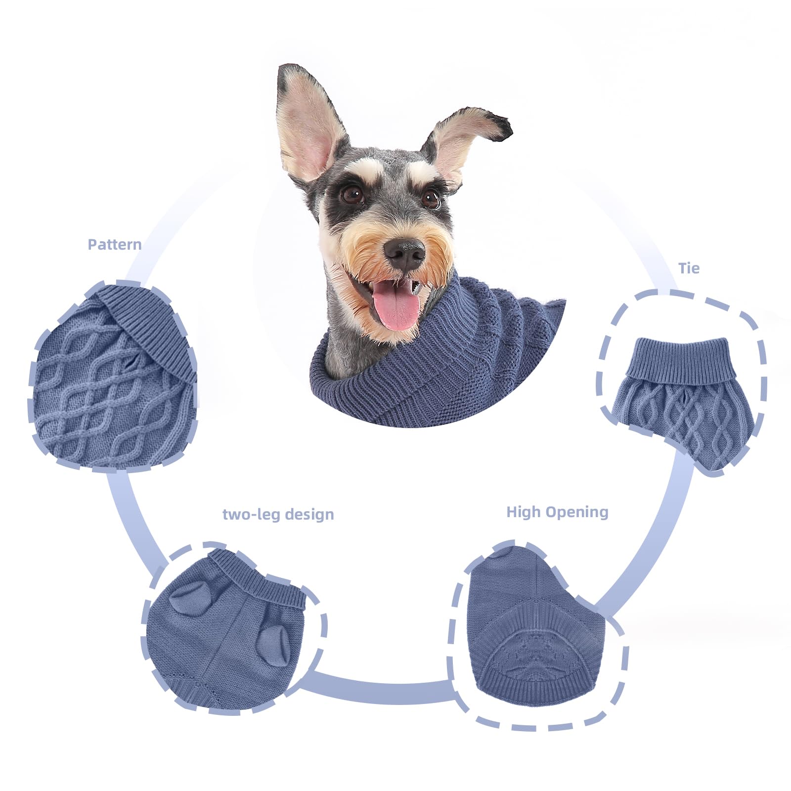 MengMengDa,Dog Pullover Sweater, Cold Weather Cable Knitwear, Warm Clothes for Chihuahua, Bulldog, Dachshund, Pug, Yorkie,Dog Ou