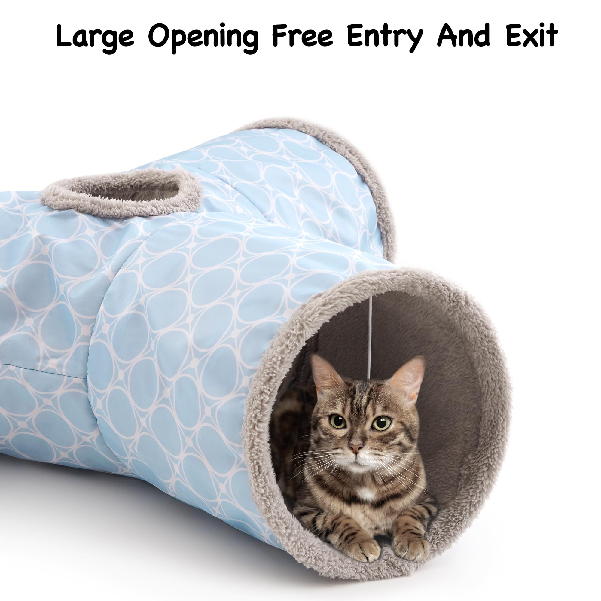 Tempcore Pet Cat Tunnel Tube Toys 3 Way Collapsible, Cat Tunnels For Indoor Cats Fleece-Lined In For Warmth,Kitty Tunnel Bored C