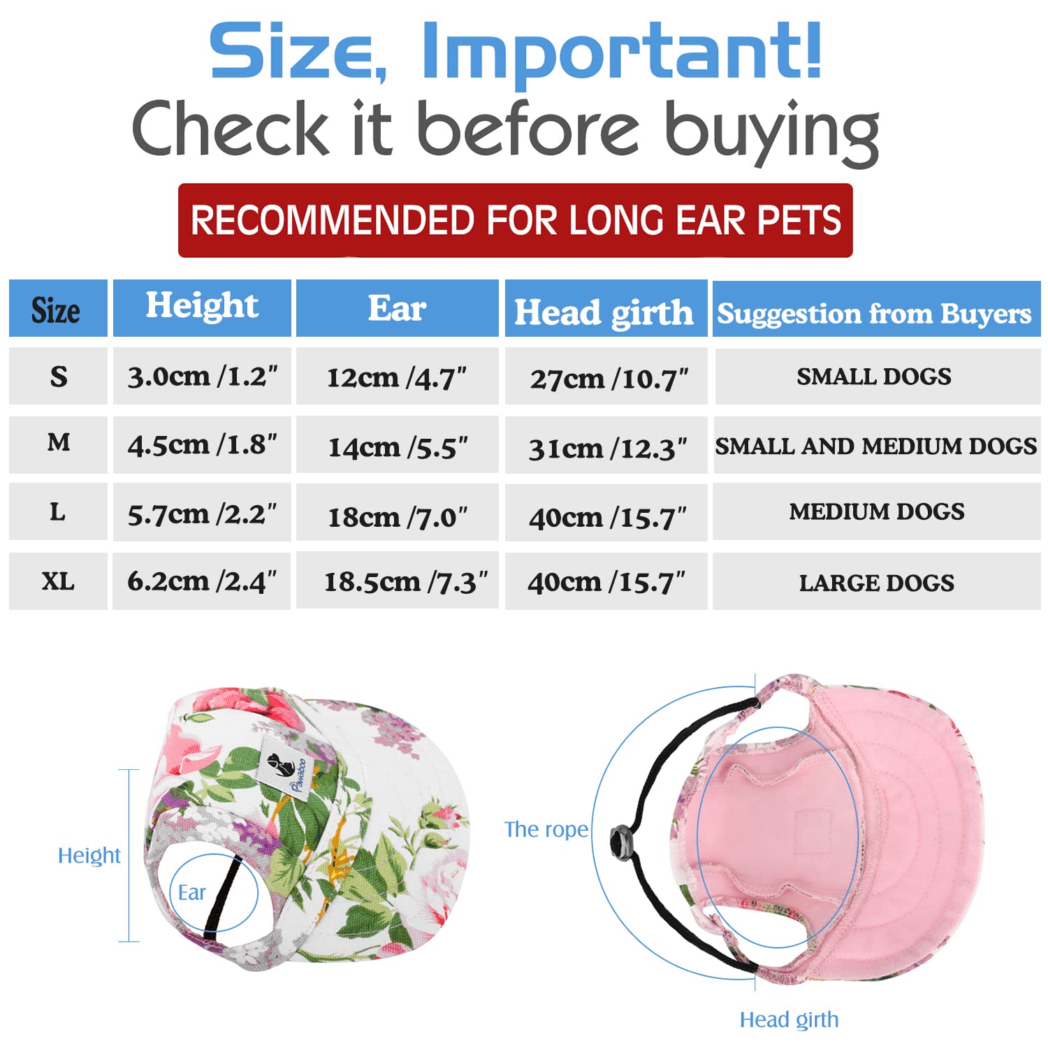 Pawaboo Dog Baseball Cap, Adjustable Dog Outdoor Sport Sun Protection Baseball Hat Cap Visor Sunbonnet Outfit With Ear Holes For Puppy Small Dogs, Medium, Yellow