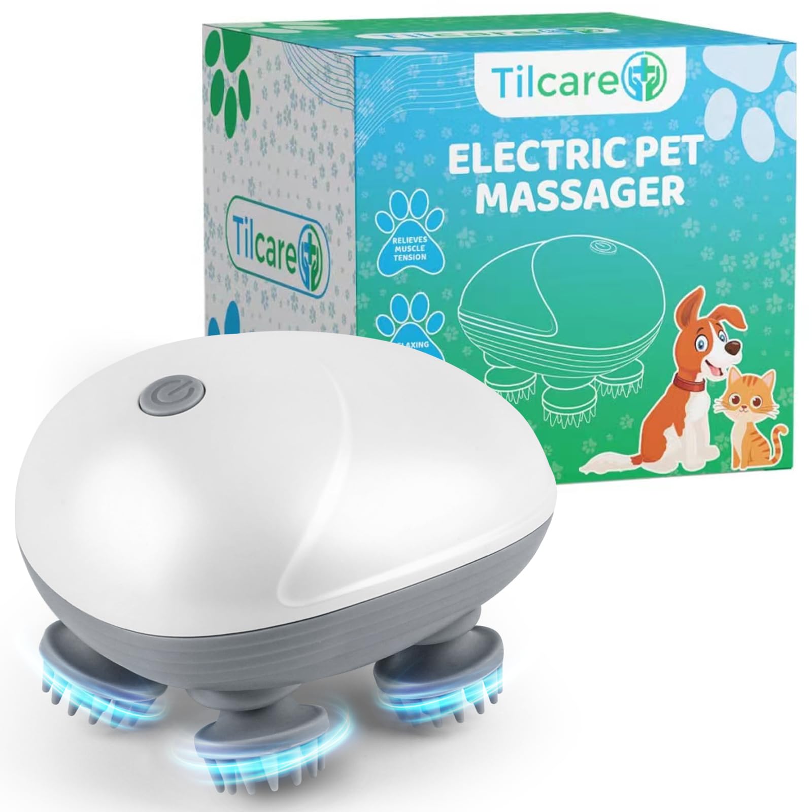 Tilcare Handheld Pet Massager For Dogs And Cats Electric Cat And Dog Massage Tool - Head And Back Scratcher For Relieving Tensio