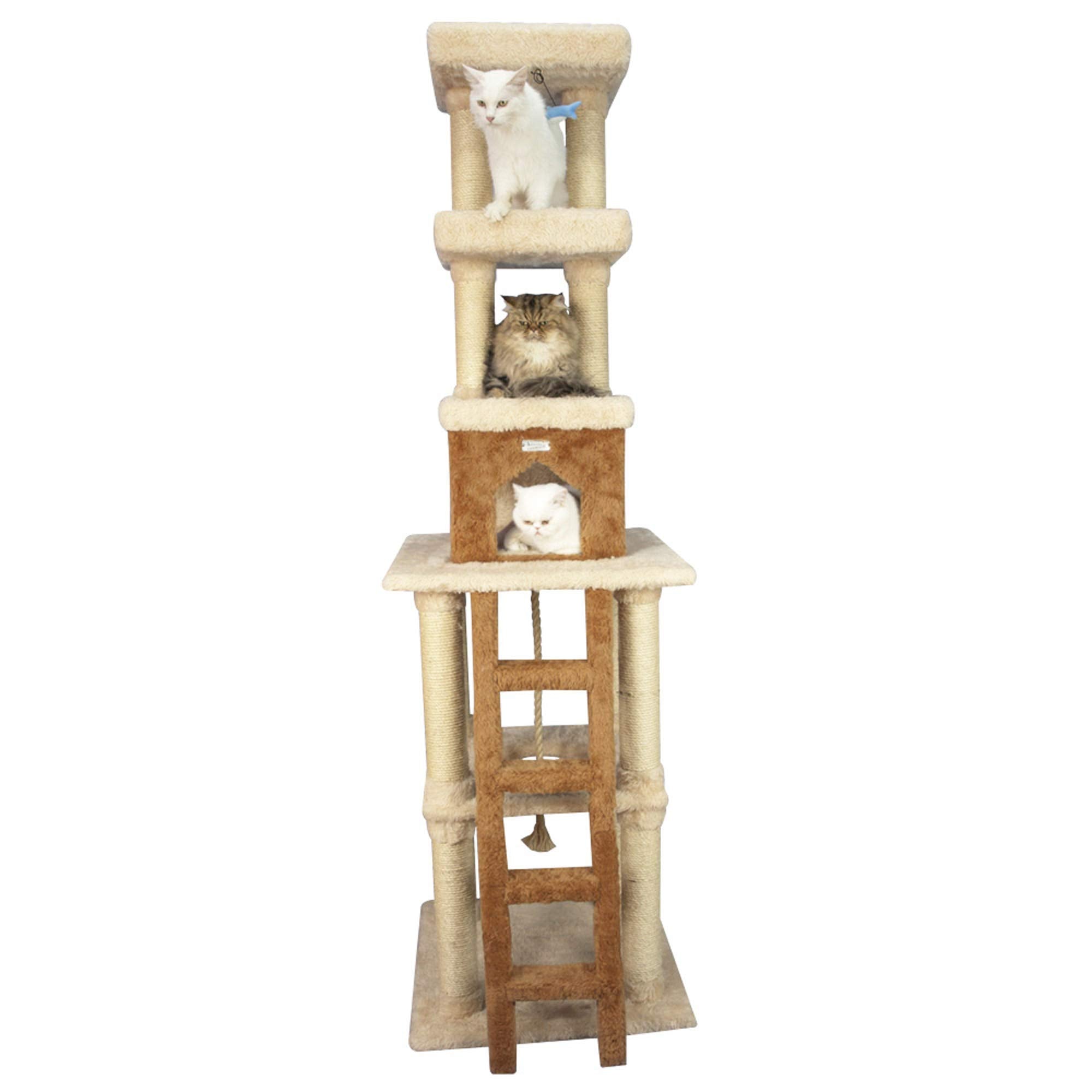 Armarkat Multi-Level Cat Tower X8303 Real Wood Cat Tree In Beige, 32'(L) X 24'(W) X 84'(H)