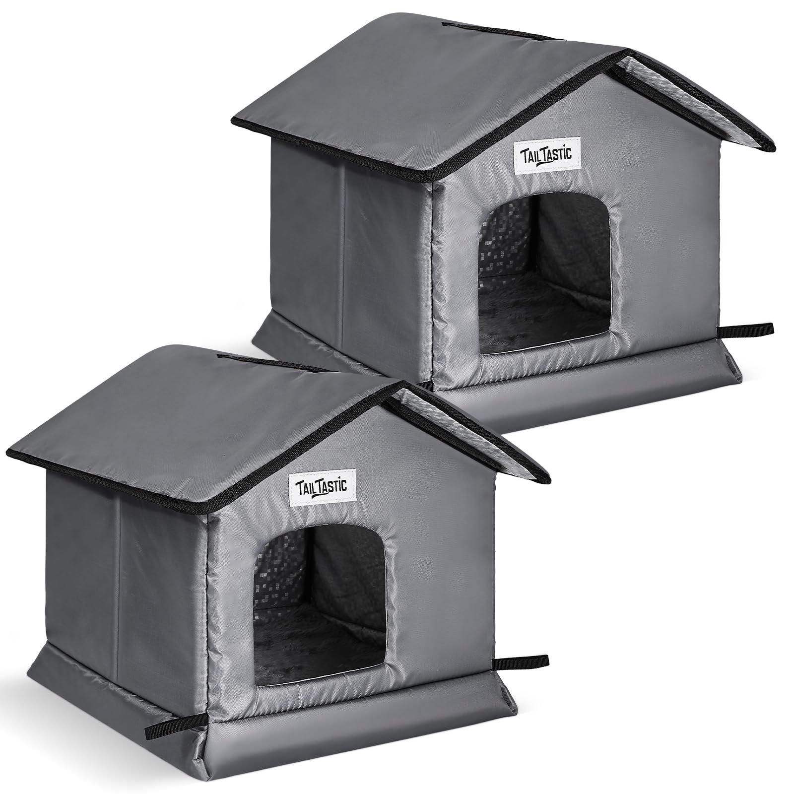 Weatherproof & Insulated Outdoor Cat House - Seamless Base Stays Dry,Easy Assembly, Warm Shelter for Community/Outdoor Cats(S-2P