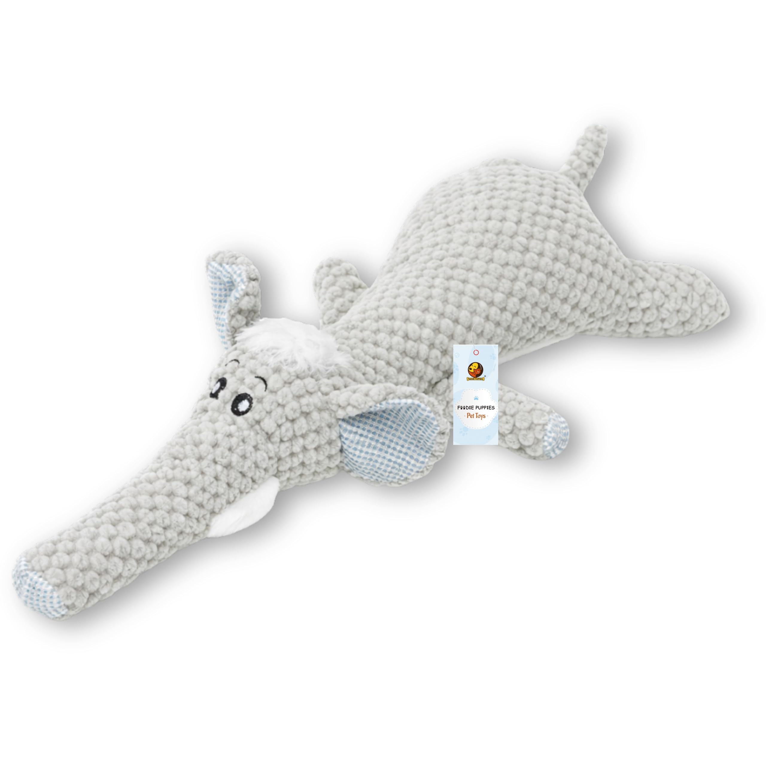 Foodie Puppies Interactive Dog Squeaky Plush Toy (Grey Elephant) | CottonStuffed, Chew Toy For Teething, Cuddling, Playing & Tr