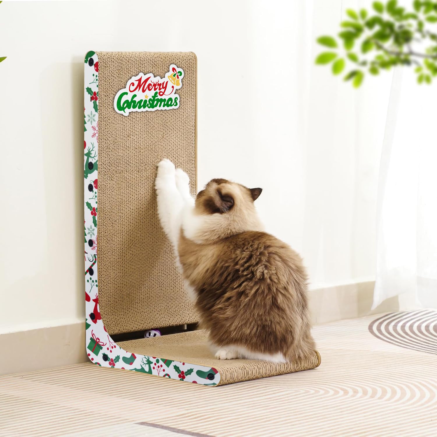Cardboard Cat Scratcher, 23.6 Inch L Shaped Vertical Cat Scratching Board, Wall-Mount Cat Scratchers For Indoor Cats (Colorful,