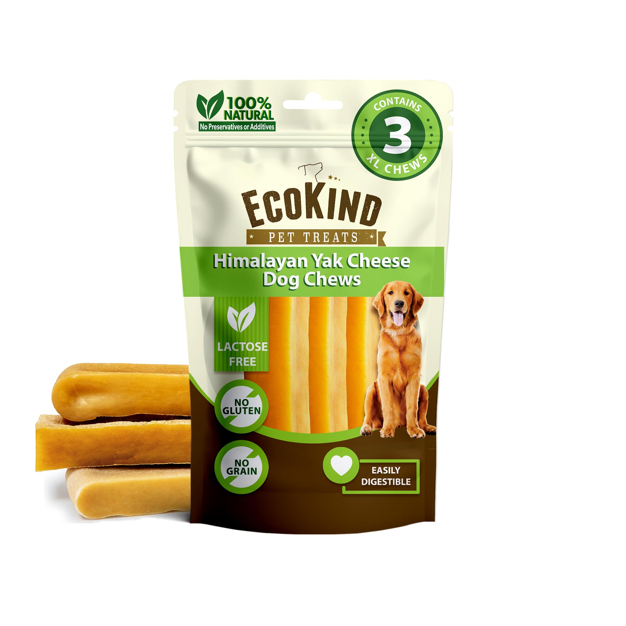 EcoKind Premium Gold Monster Yak Cheese Himalayan Dog Chew, Dog Treats Large Breed, All Natural, High Protein, for Aggressive Ch