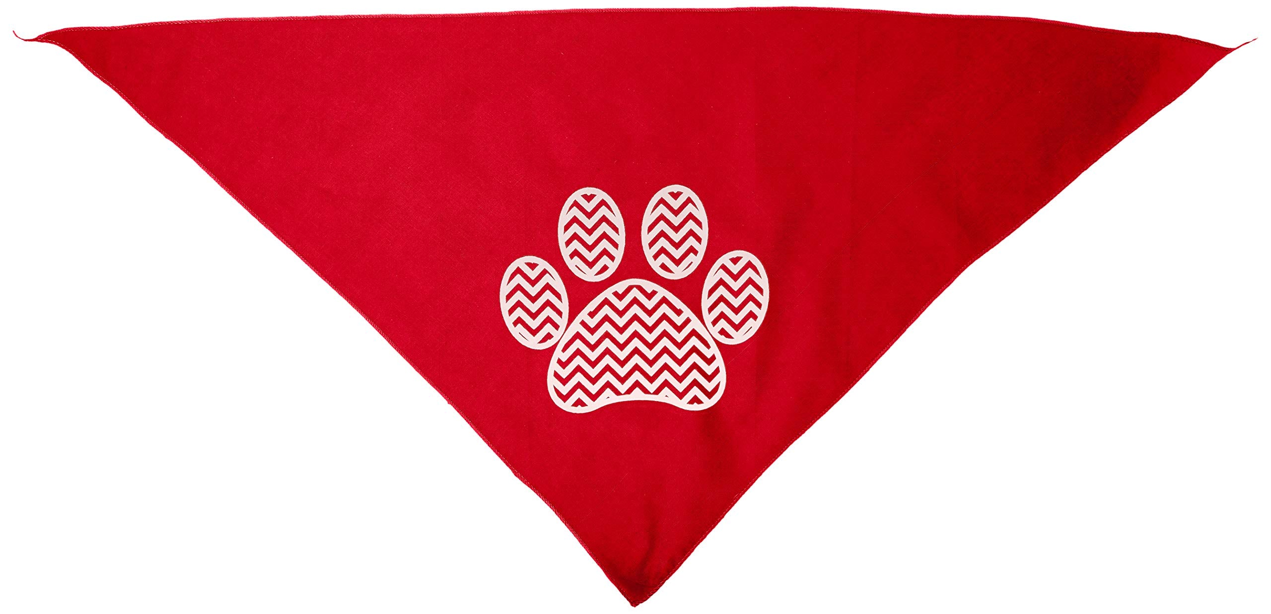 Mirage Pet Products Chevron Paw Screen Print Bandana, Red, Large