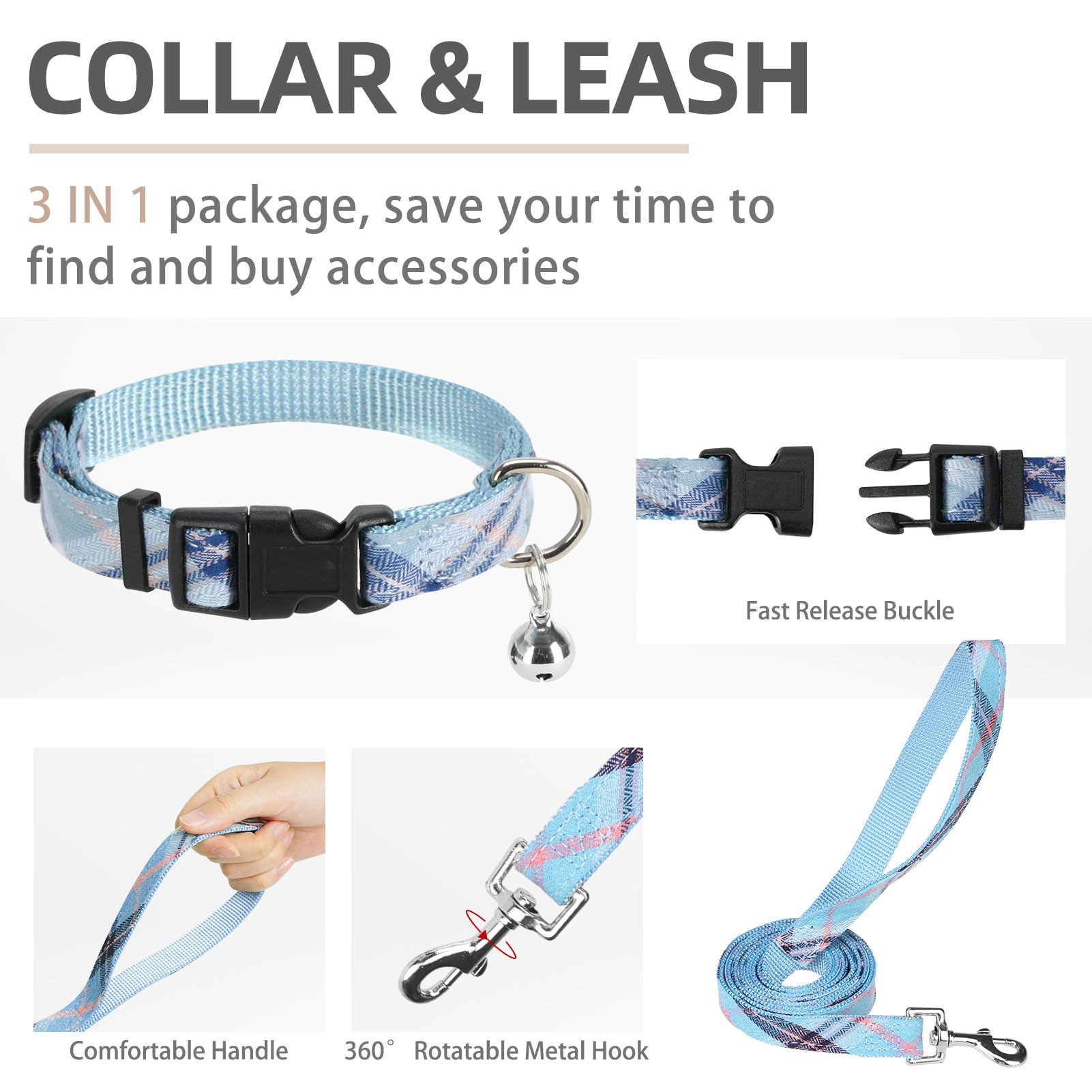 Pupteck Adjustable Dog Harness Collar And Leash Set Step In No Pull Pet Harness For Small Medium Dogs Puppy And Cats Outdoor Walking Running, Soft Mesh Padded Reflective Vest Harnesses, Blue M