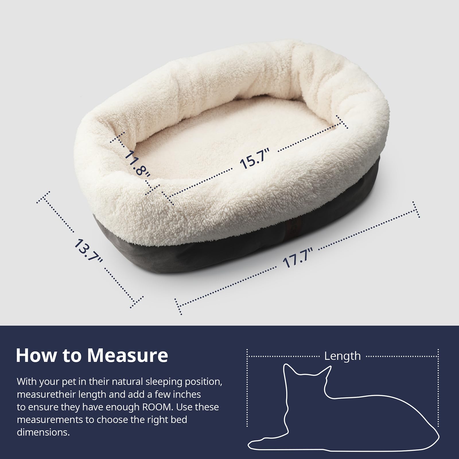 Petace Self Warming Cat Bed, 17.7'' X 13.7'' Anti-Slip Soft Round Thermal Pet Cushion Bed For Kittens, Cats, Puppies And Small D