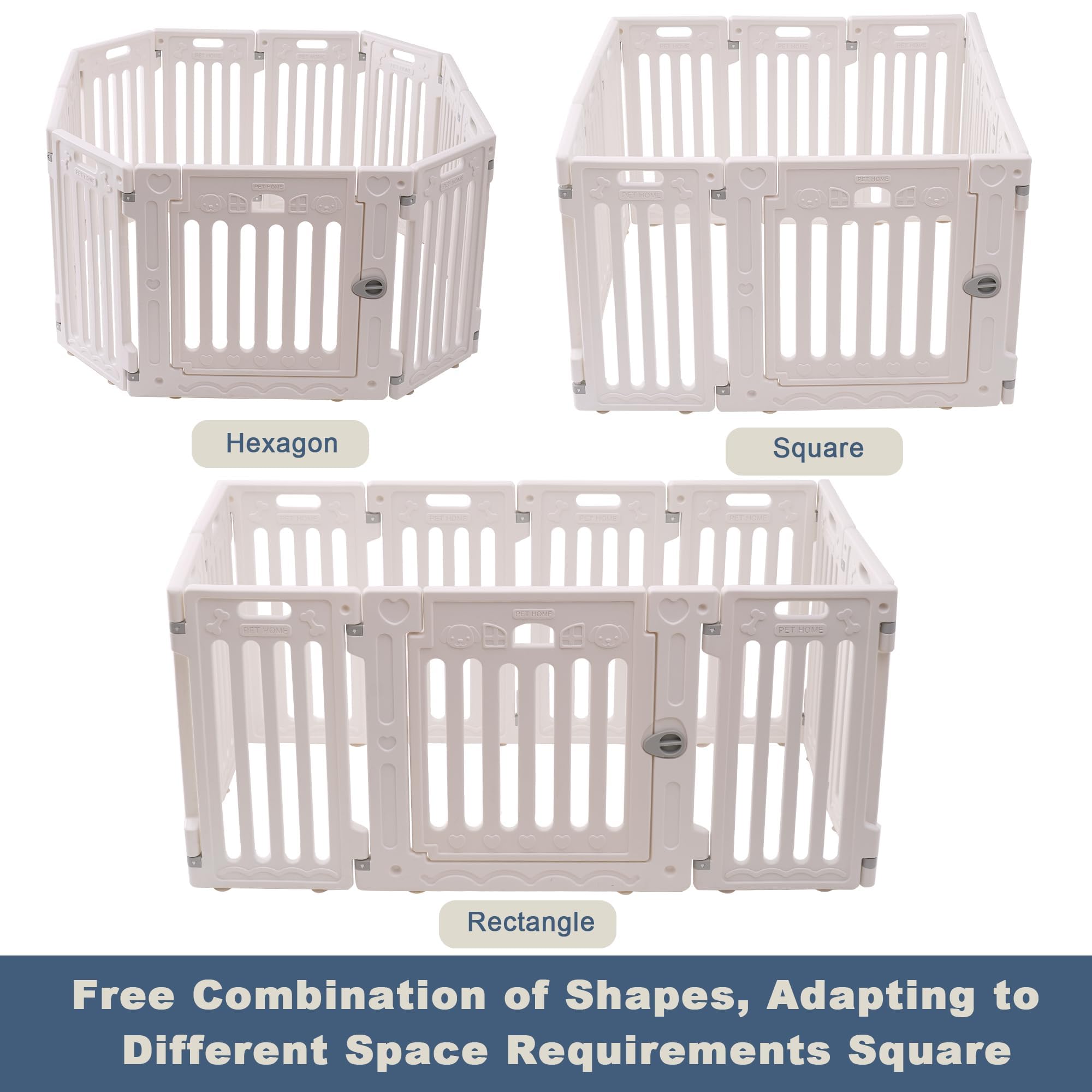 Aoole Dog Playpen With Door, Diy Shape Combination Puppy Pen,25.5'' H 10-Panel Dog Fence,Non-Slip & Secure Pet Gate, Easy To Ass