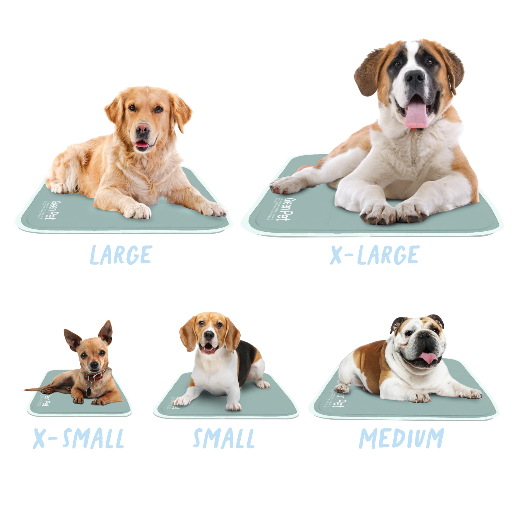 The Green Pet Shop Cool Pet Pad - Extra Large, Sage Grey - Self-Cooling, Pressure Activated Mat For Dogs & Cats From 80+ Lbs - N