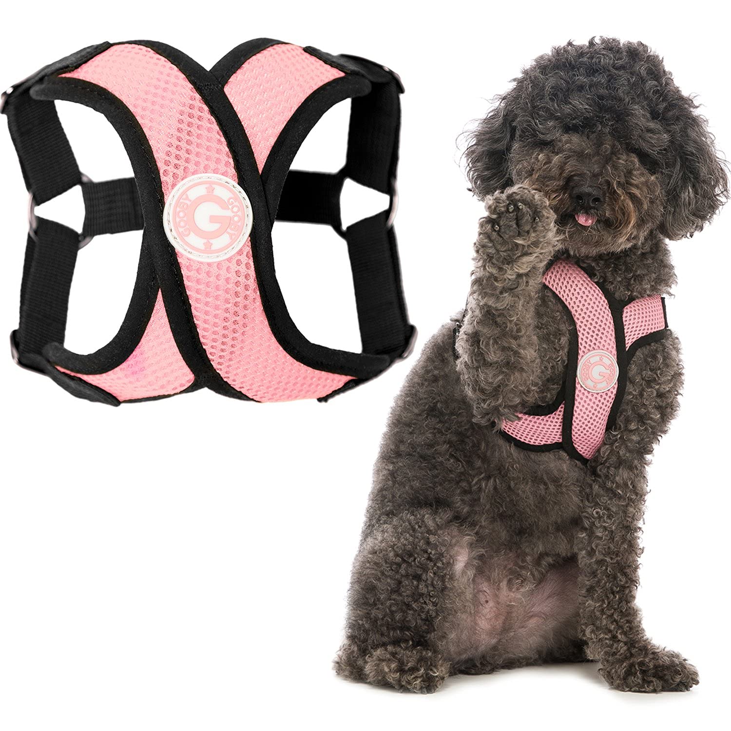 Gooby Comfort X Step in Harness - Pink, Medium - No Pull Small Dog Harness Patented Choke-Free X Frame - Perfect on The Go Dog H