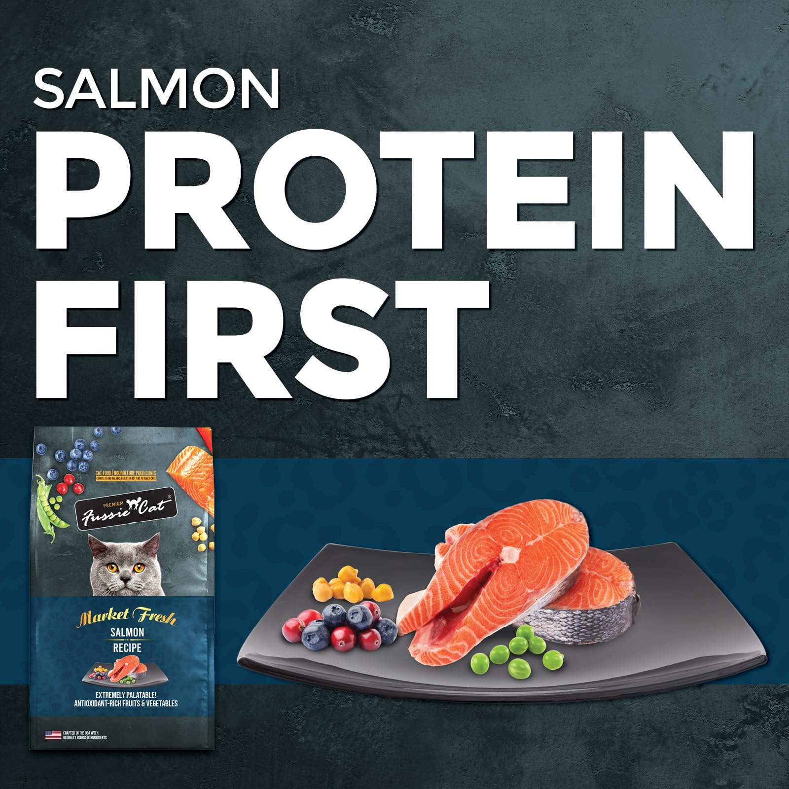 Fussie Cat Market Fresh Salmon Recipe,Dry Cat Food, 10lb Bag