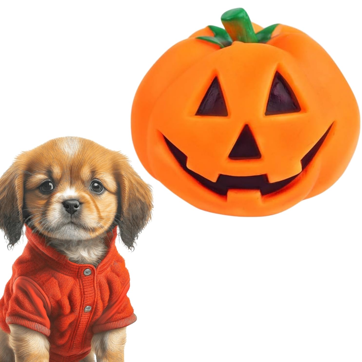 Sage Square Squeaky Pumpkin Toy Fun And Festive Pet Toy For Hours Of Entertainment, Festive Pet Plaything, Interactive Pumpkin 