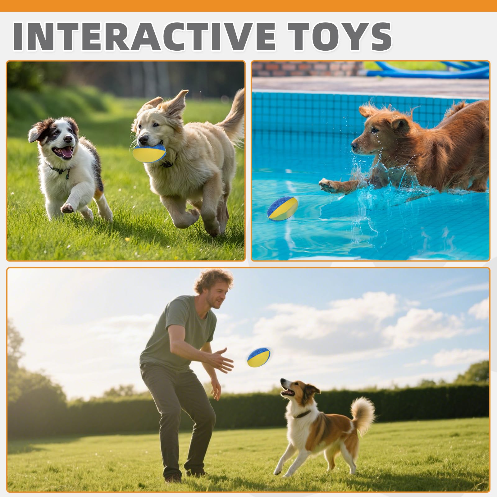 Kooltail Floating Dog Pool Toys - Summer Dog Bouncing Water Toys For Swimming Pool, Interactive Dogs Training Games Chew Toy Sof