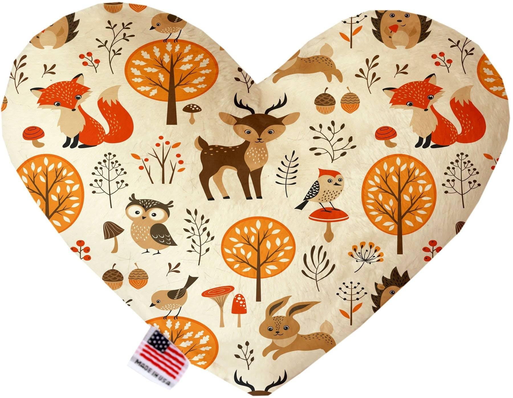 Pet and Dog Plush Heart or Bone Toy, "Forest Friends Group" (Available in different sizes, and 7 different pattern options!) Fox & Friends 6" Heart