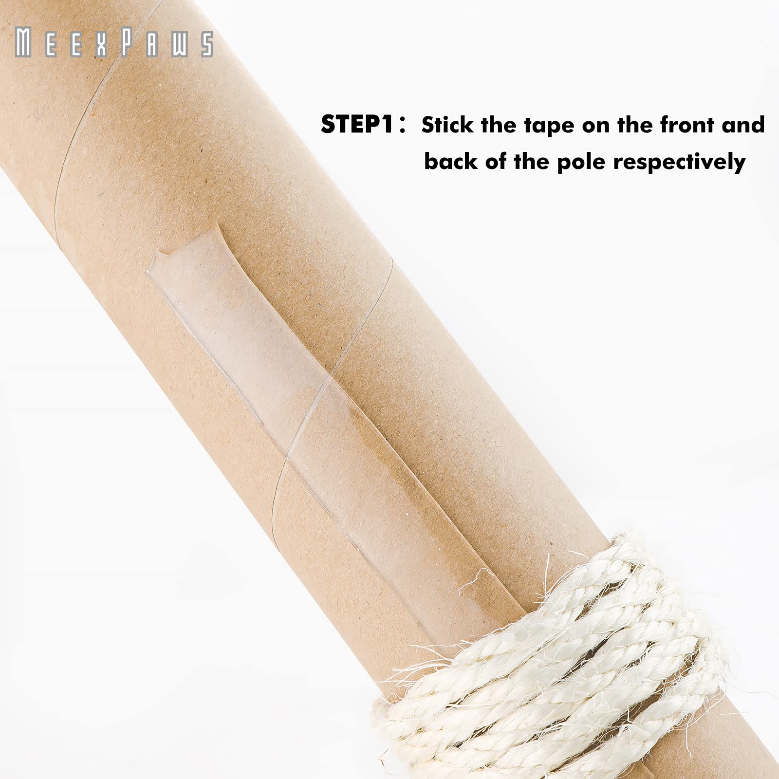 Meexpaws Natural Strong Sisal Rope Replacement For Cat Scratching Posts | Adhesive Tapes For Winding Easy & Tight | 1/4 ?Diameter | Brown | 164Ft