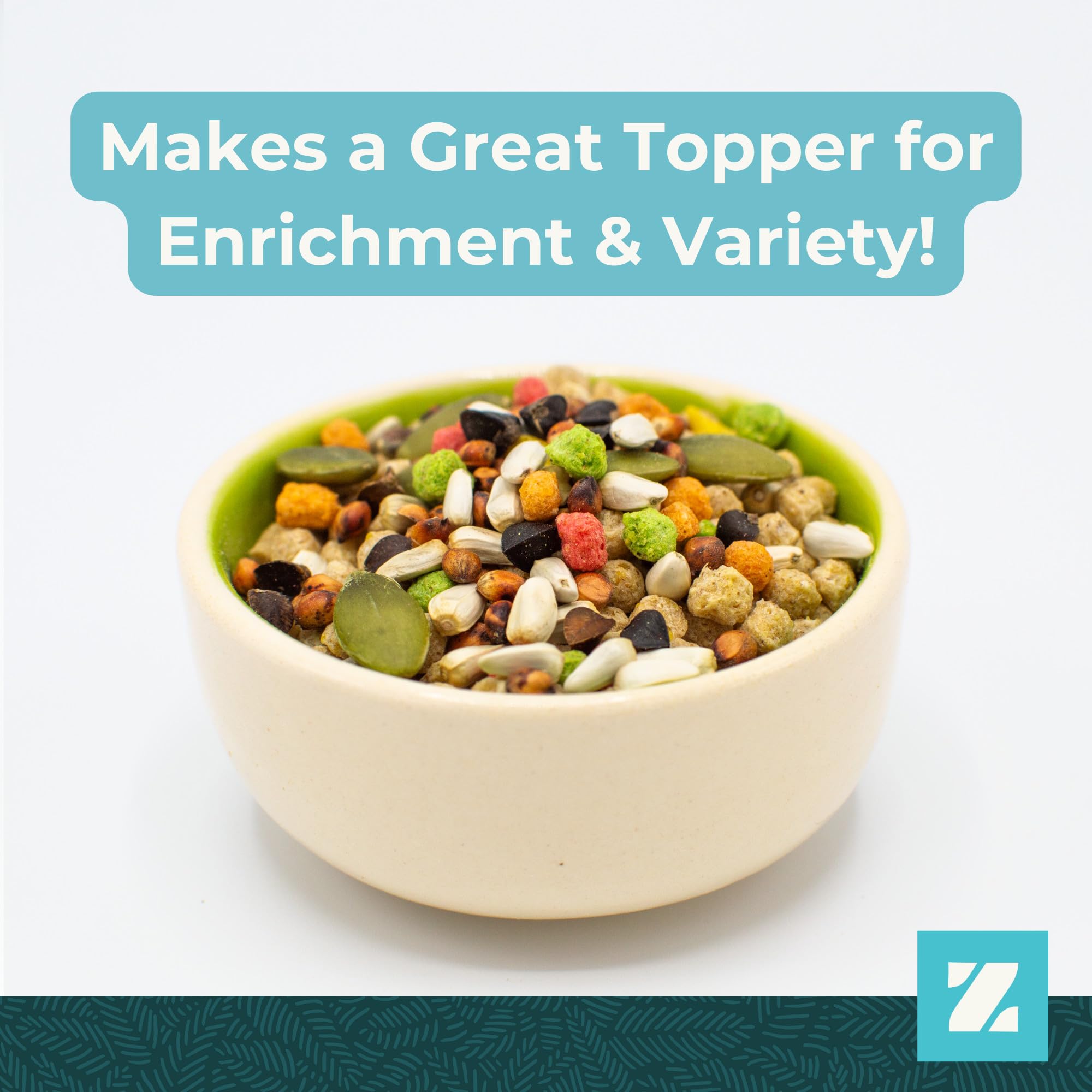 ZuPreem Sensible Seed Bird Food, Amazon, Cockatoo, Macaw, Bird Seed and Pellets Blend, ZuPreem Feed Mixer Topper, Enriching Vari