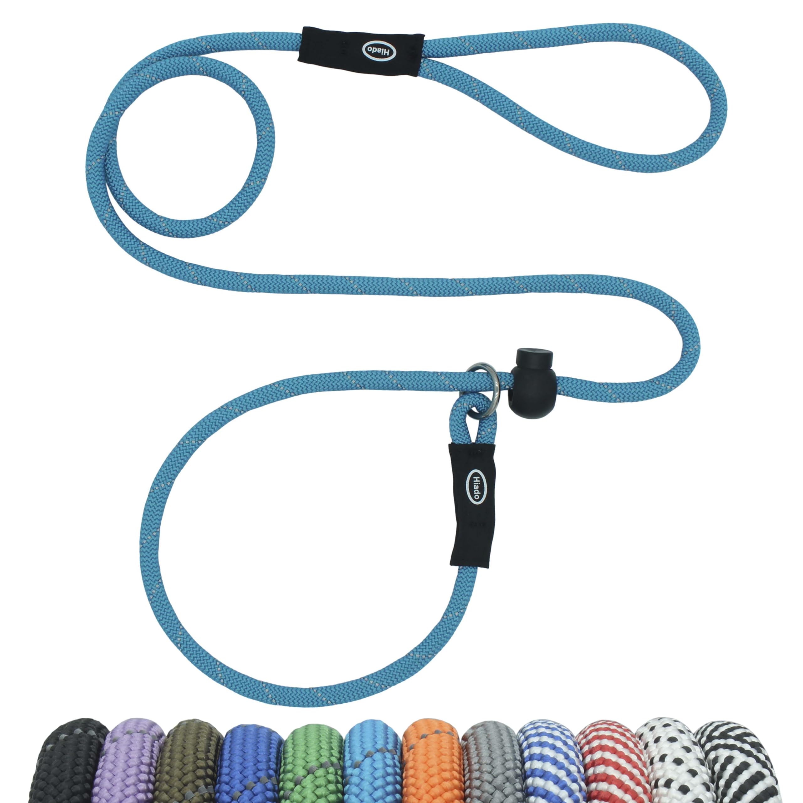 Hiado Slip Lead Dog Leash Reflective With Stopper Loop Rope Training No Pull For Small Medium Large Dogs 7Ft Skyblue
