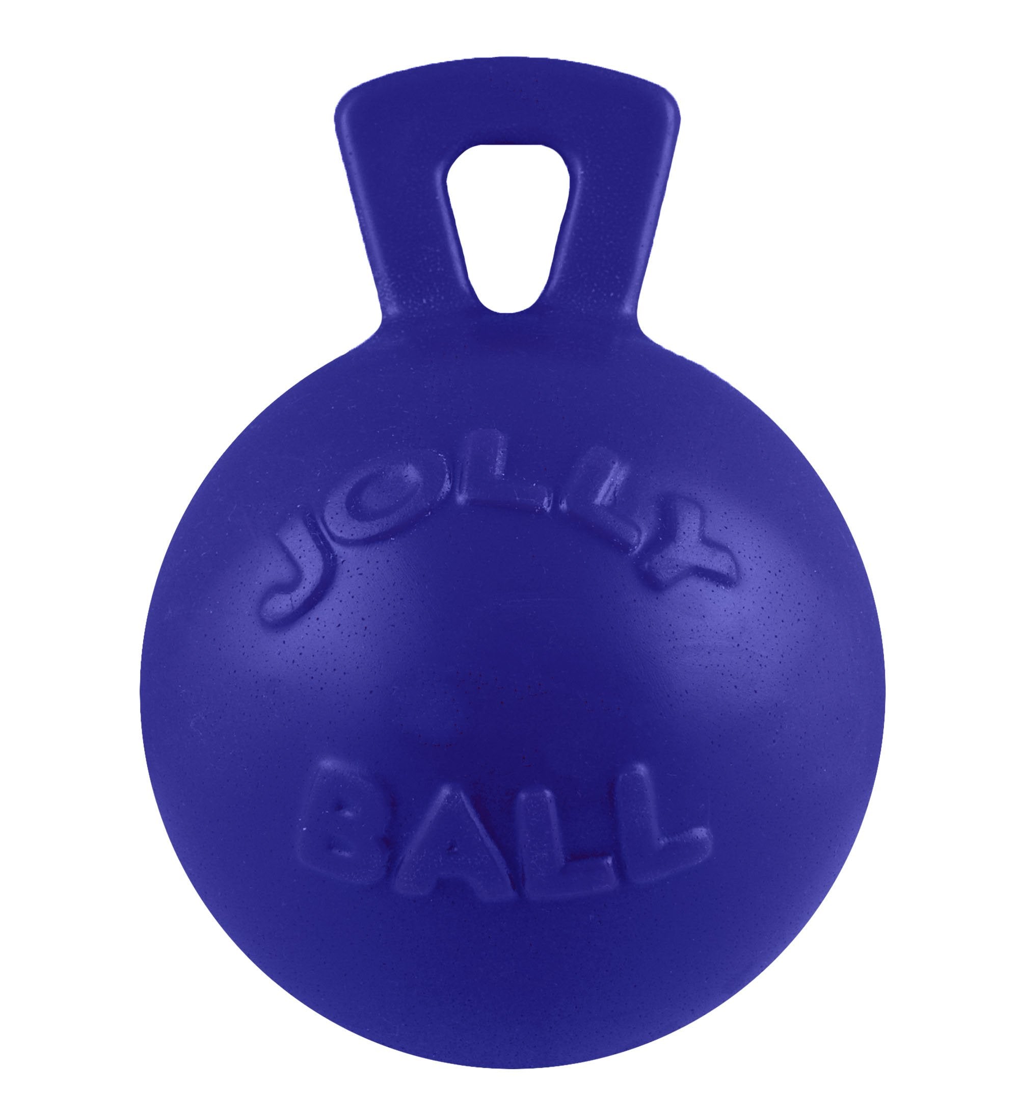 Jolly Pets Tug-N-Toss Heavy Duty Dog Toy Ball With Handle, 4.5 Inches/Small, Blue (445 Bl)