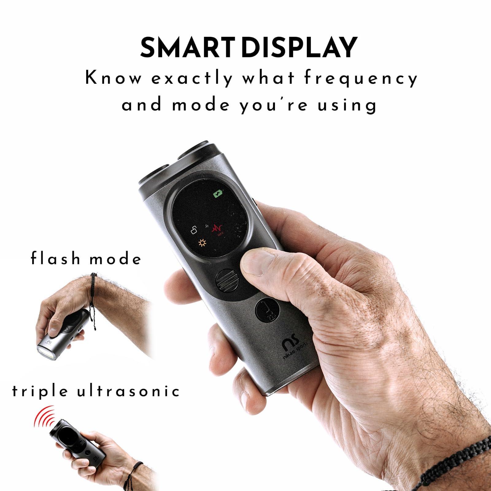 Nikao Sports- Triple Ultrasocnic, Anti-Barking Device for Dogs - Safe and Humane for Training and Behavior Control with LED Disp