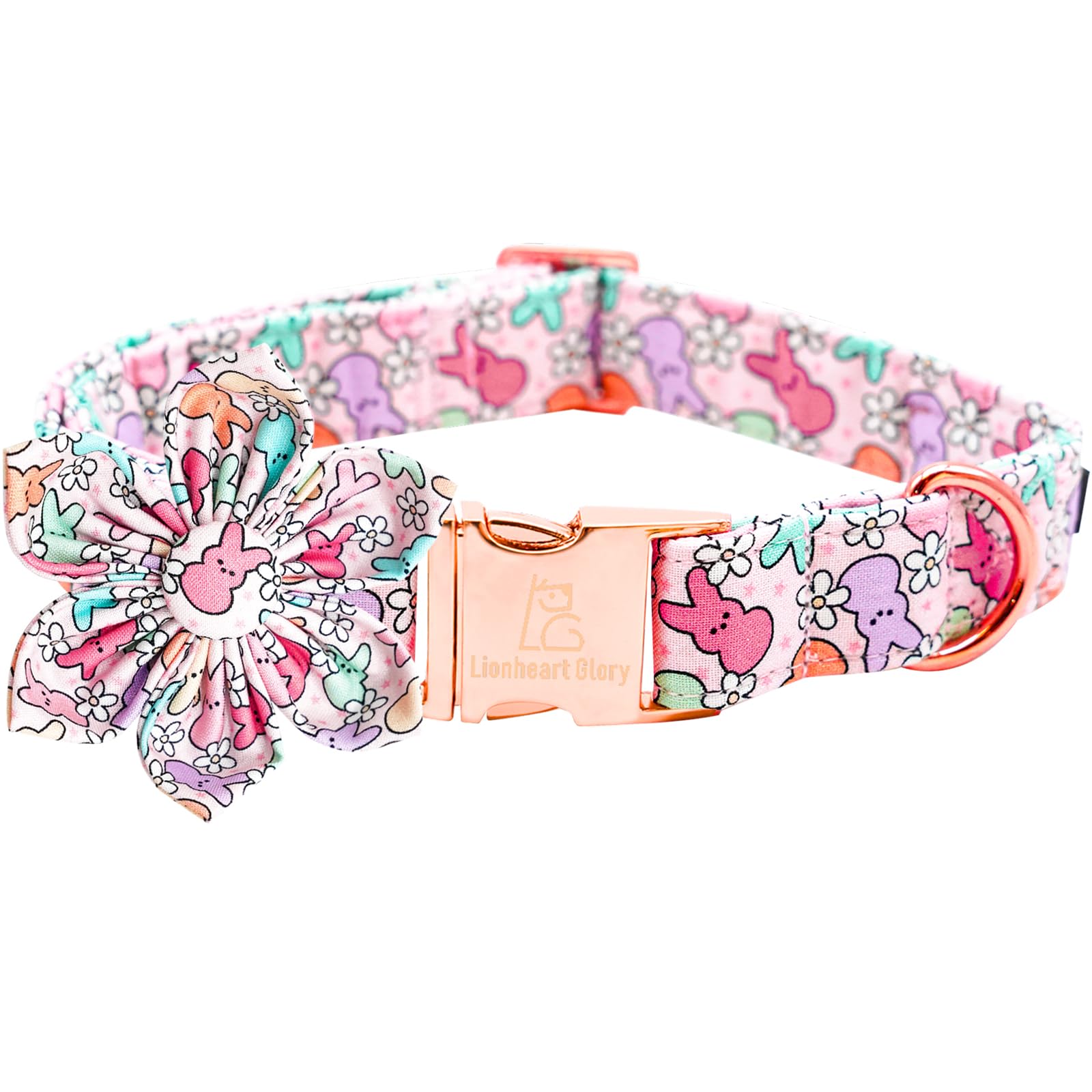 Lionheart Glory Easter Day Flower Dog Collar For Medium Dogs, Rabbits - Colorful Spring Collar With Flowers