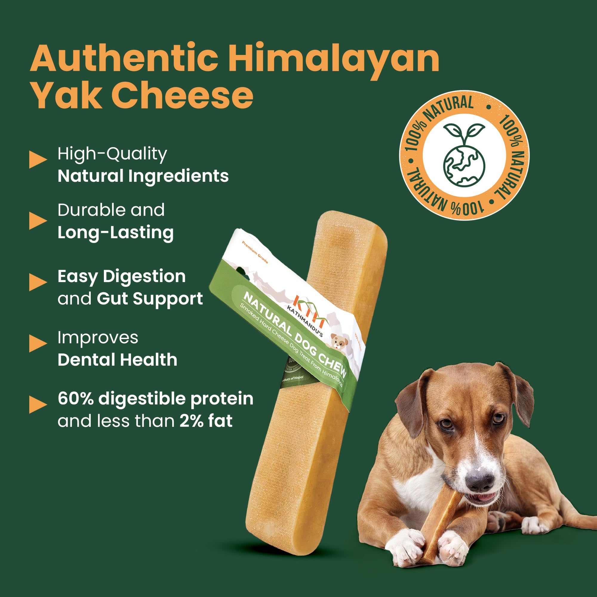 Authentic Himalayan Yak Cheese for Dogs - XLarge (Pack of 2) - Sourced from Pristine Himalayan Foothill, Rawhide-Free, NO preser