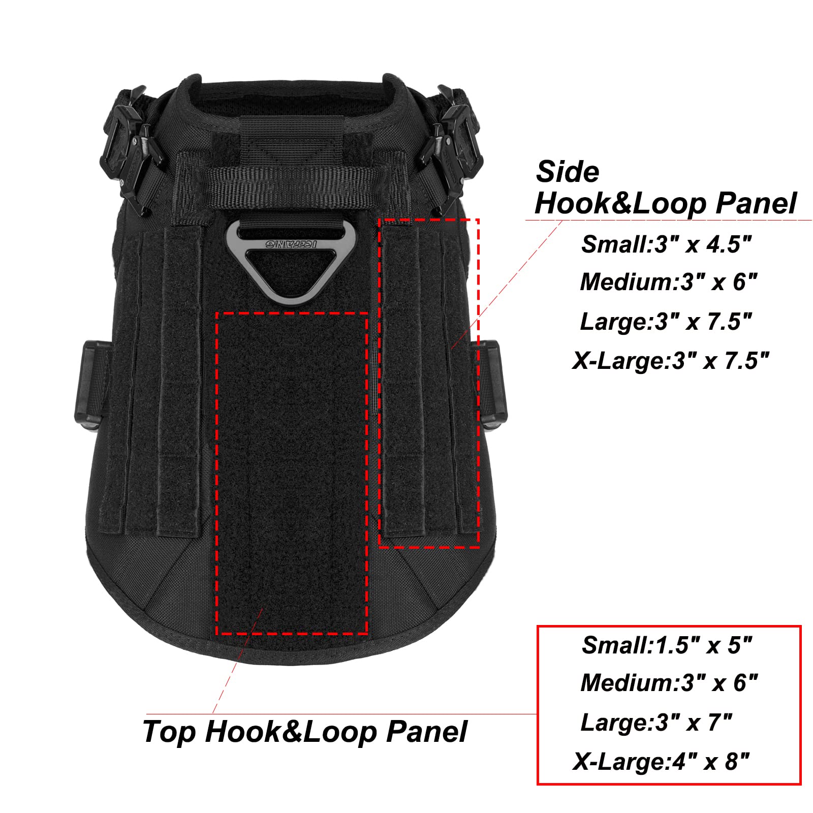 Icefang Tactical Dog Harness ,Medium Size, 2X Metal Buckle,Working Dog Molle Vest With Handle,No Pulling Front Leash Clip,Hook A