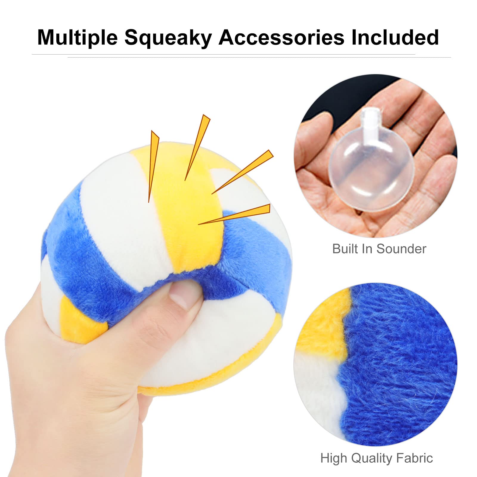 TONYFY Dog Toys - Chewable Plush Volleyball, Soft Squeaky Ball for Dogs, 3.9in, Durable Cotton, Blue, Ideal for Small to Medium Breeds