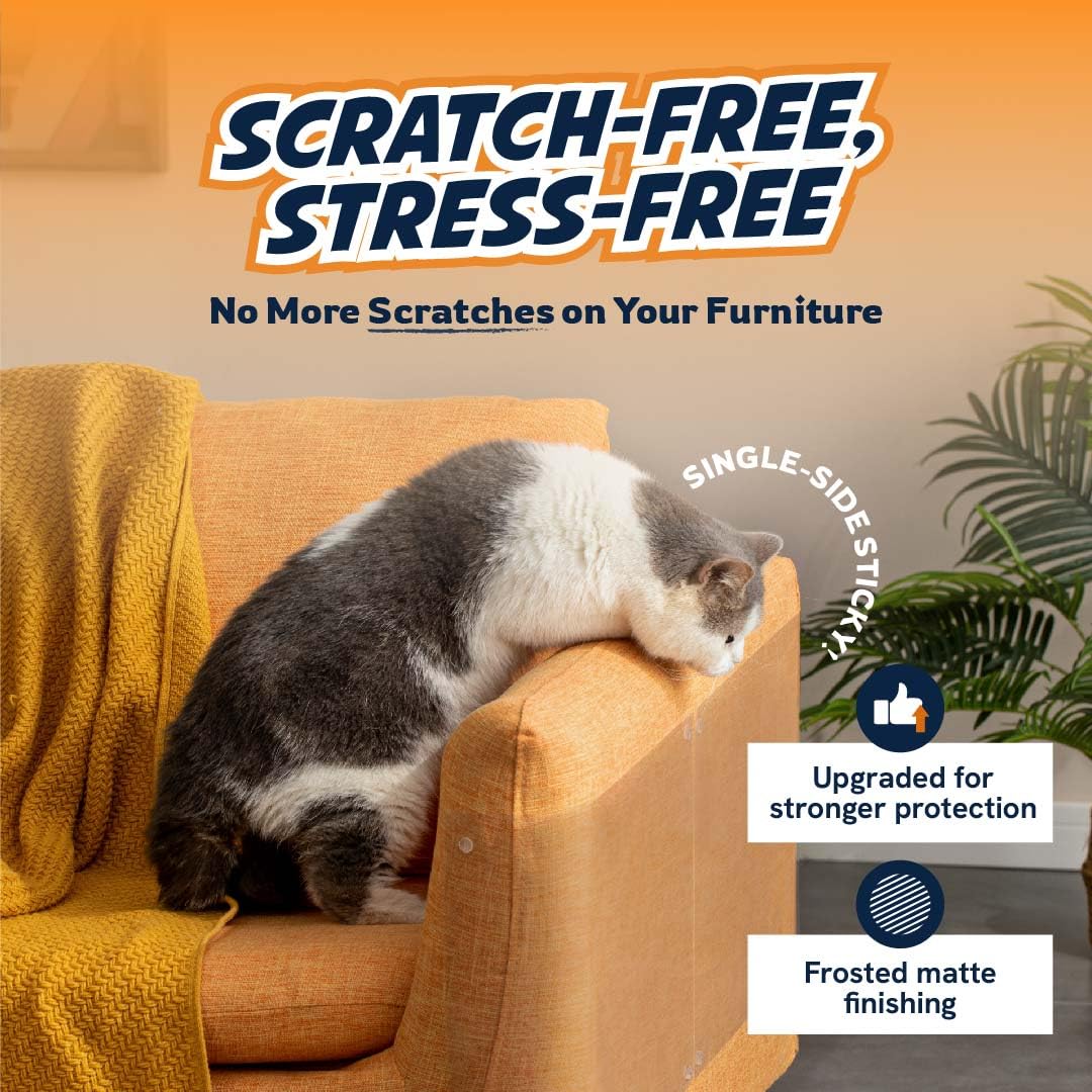 Panther Armor Cat Scratch Furniture Protectors In Frosted Matte, 10-Packs Of Flat Sheets To Protect Sofa From Cats & Dogs Scratc
