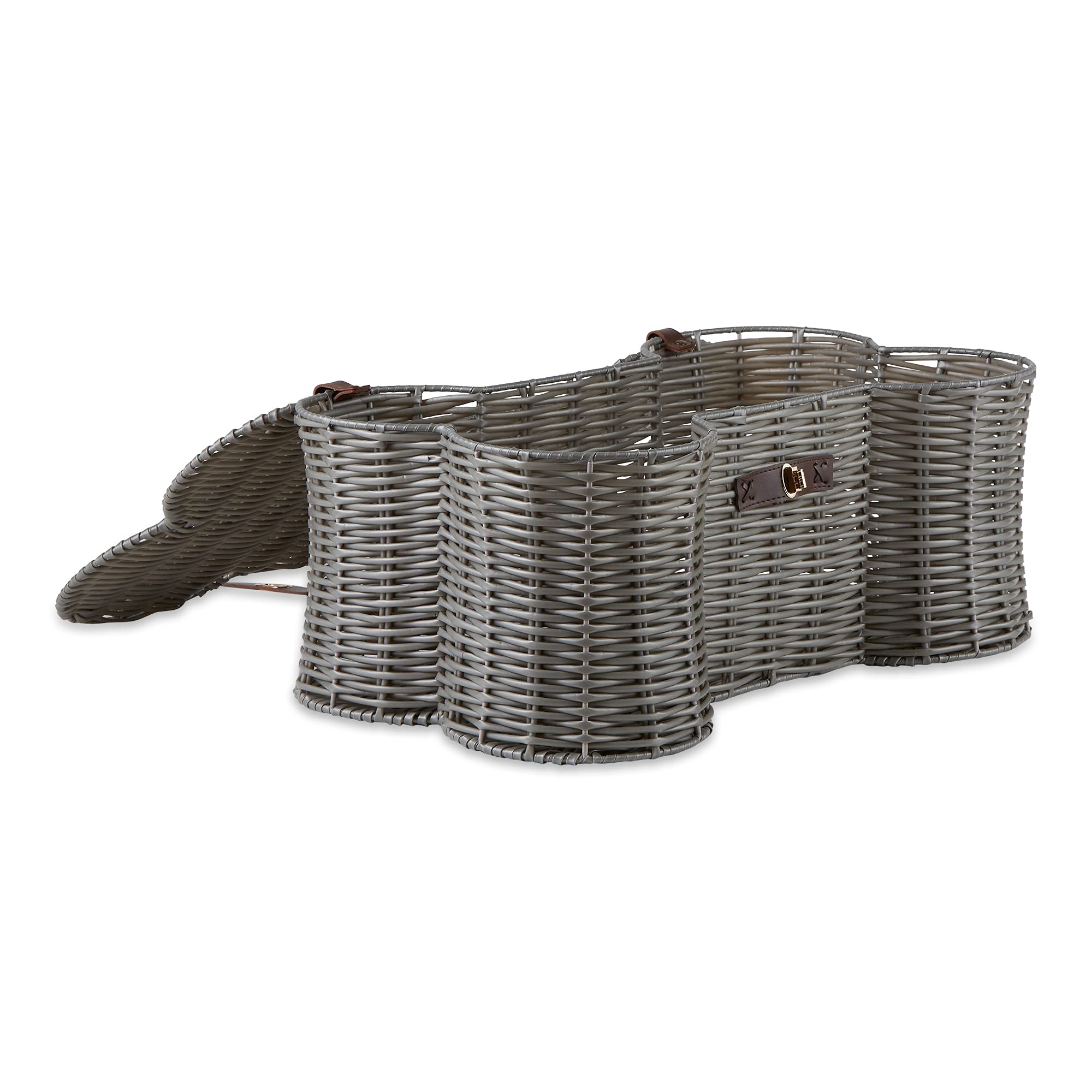 Bone Dry Pet Storage Collection Toy Basket, Large, 24x15x9, Gray Plastic Wicker