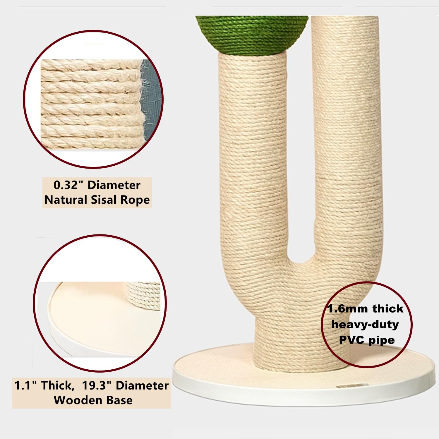 Shengocase Aesthetic Modern 45.3 Tall And Large Themed Cactus Cat Tree Tower Cat Climbing Scratching Post Sisal, Ball Scratche