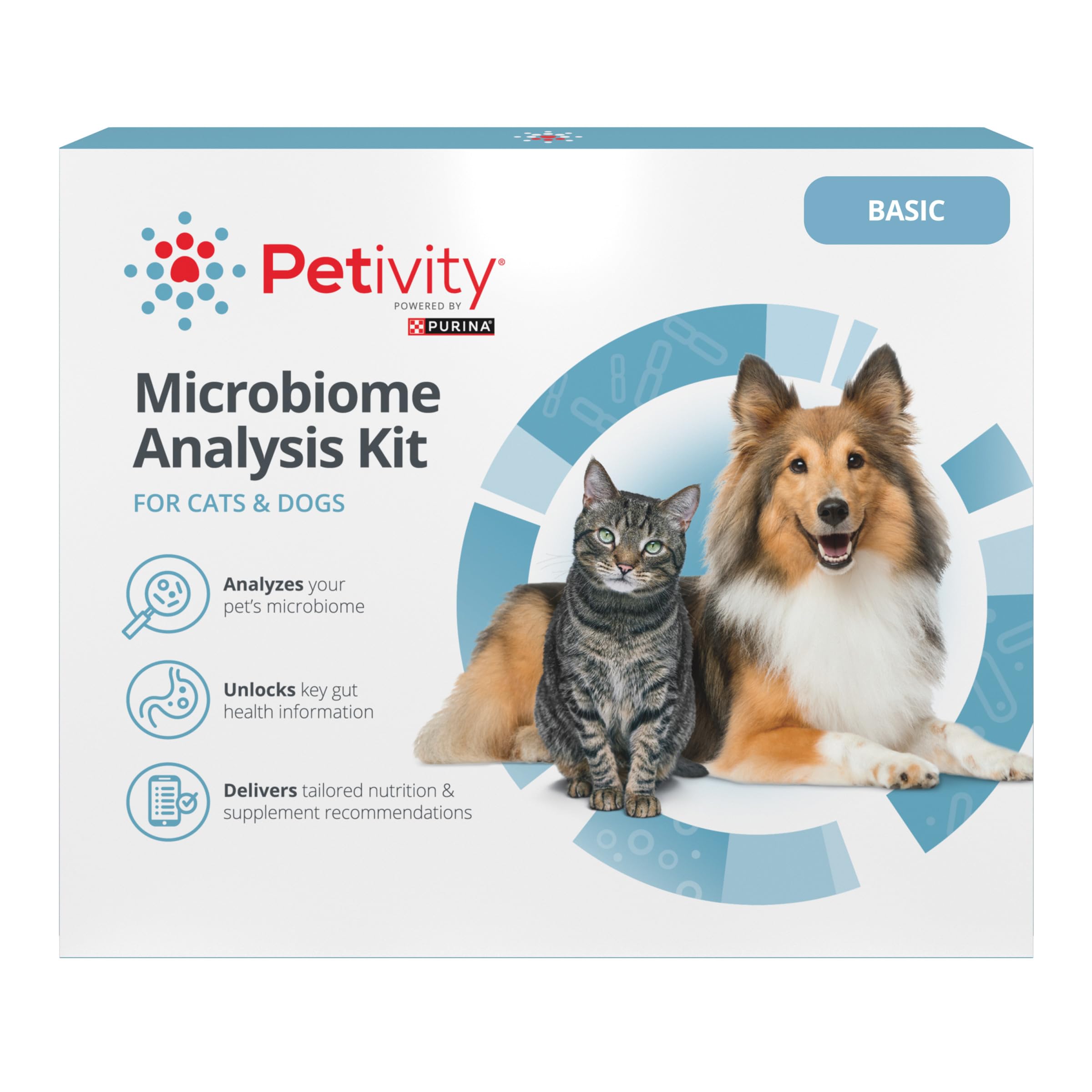 Petivity Microbiome Analysis Kit - Basic for Cats and Dogs, Powered by Purina - 4.8 oz. Box