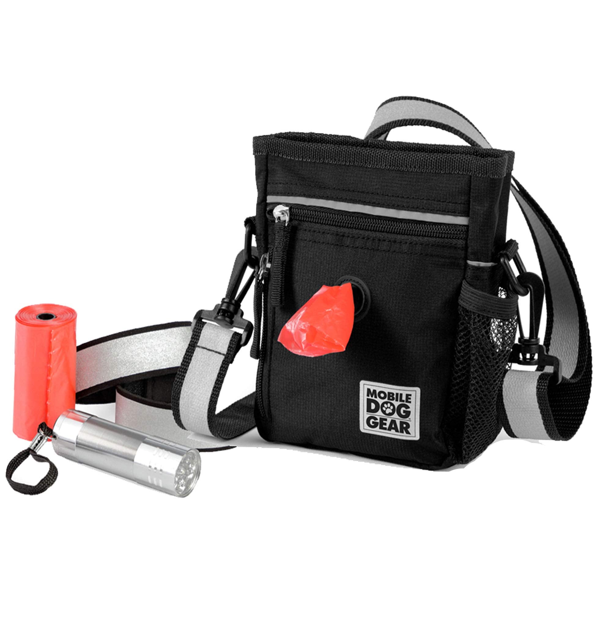 Mobile Dog Gear, Small Dog Walking Bag, Day or Night Reflective, 6 by 7 Inches