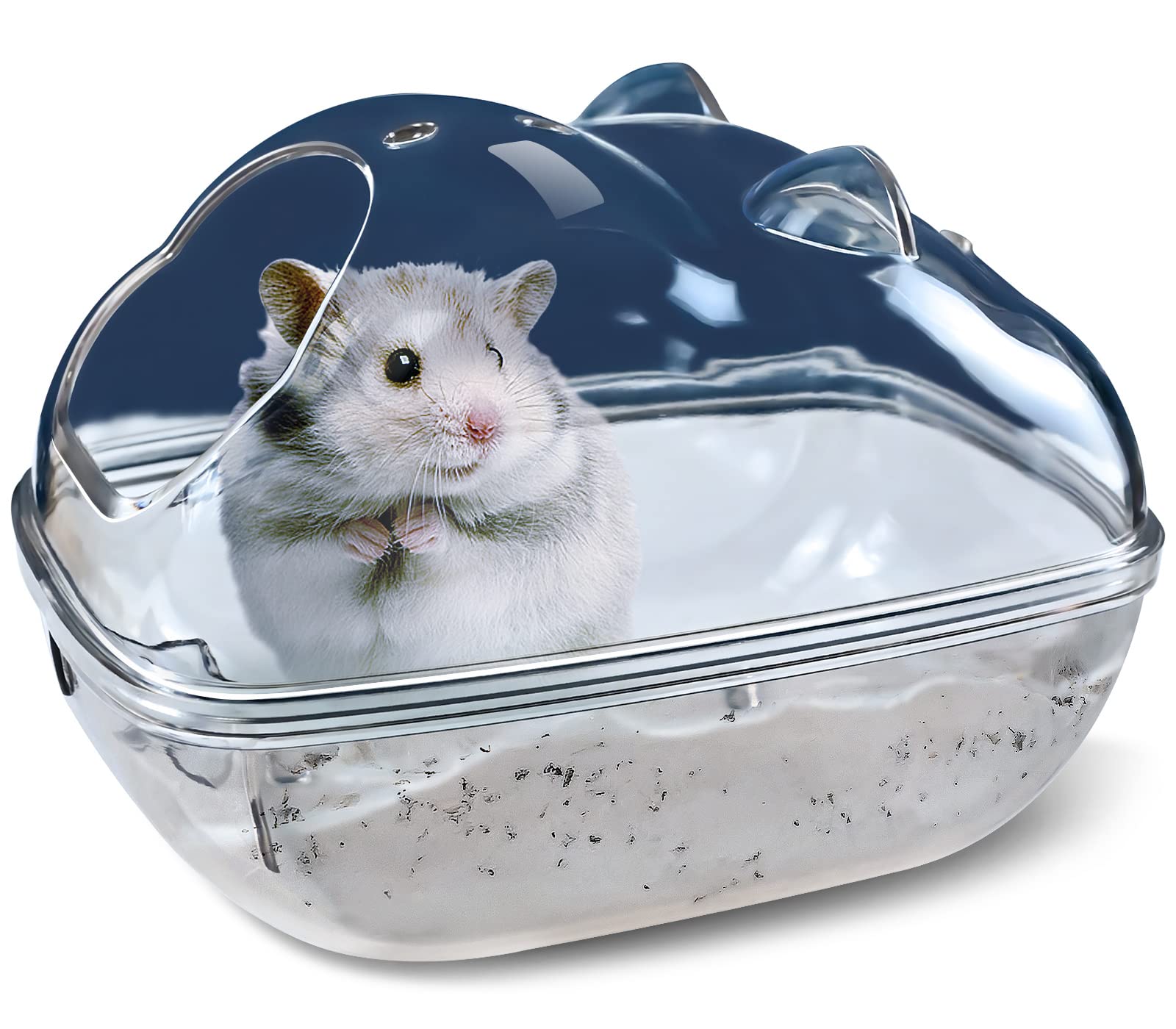 Lazyyzal Hamster Bathtub,Hamster Bathroom,Small Animal Habitat Décor,Sand Bath Container Transparent Beds,Hamster Bed,Ice Bathtub,Sleep Pad Nest,Sand Bath Box For Small Pet Animals Cage Accessories(S)