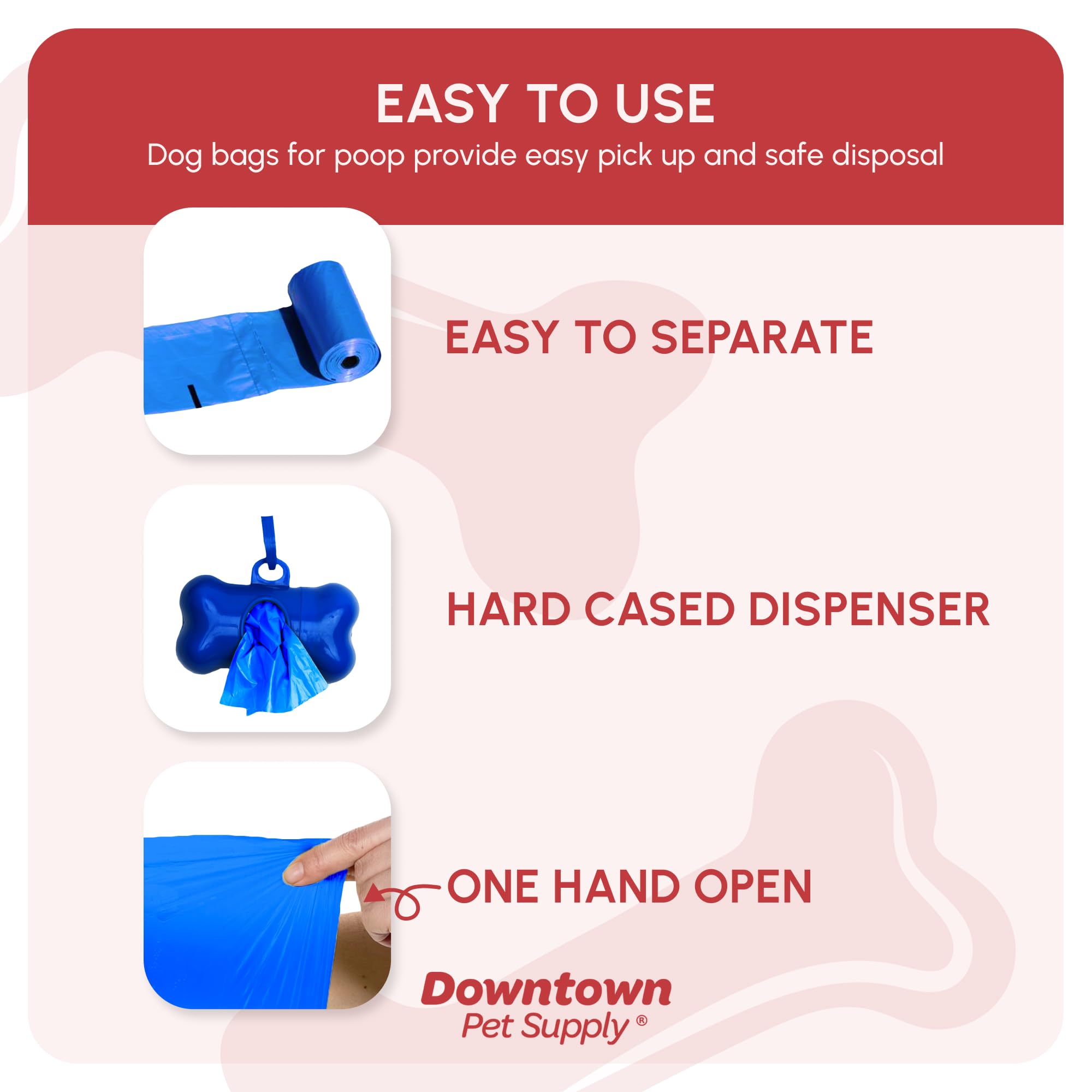 Downtown Pet Supply Dog Poop Bags - Leak-Proof, Unscented, 1000 Ct, Rainbow, Includes 2 Dispensers, Fits Leashes & Harnesses