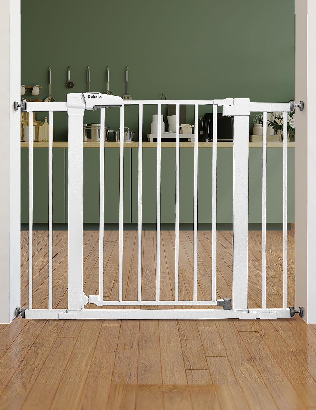 Babelio Baby Gate For Doorways And Stairs, 26-40 Inches Dog/Puppy Gate, Easy Install, Pressure Mounted, No Drilling, Fits For Narrow And Wide Doorways, Safety Gate W/Door For Child And Pets