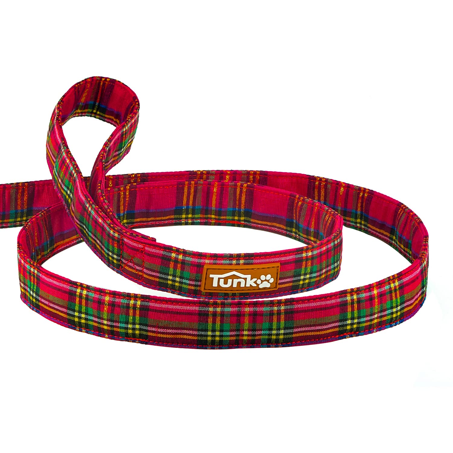 Tunkoo Dog Leash Christmas Plaid With Soft Comfy Cotton Handle