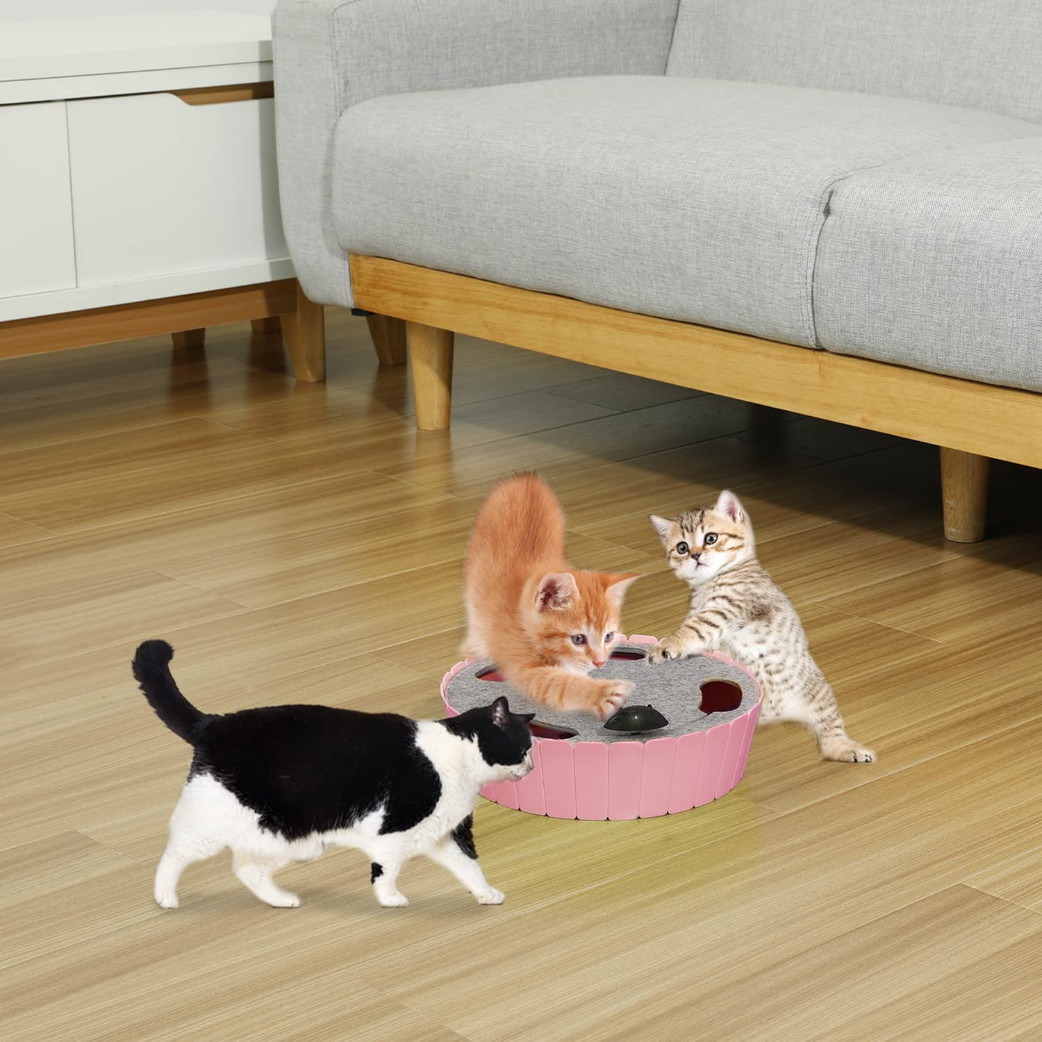 Pawaboo Interactive Toy With Running Mouse, Electronic Motion Cat Toy Automatic Teaser, Pop And Play Hide Seek Cat Toys Hunting