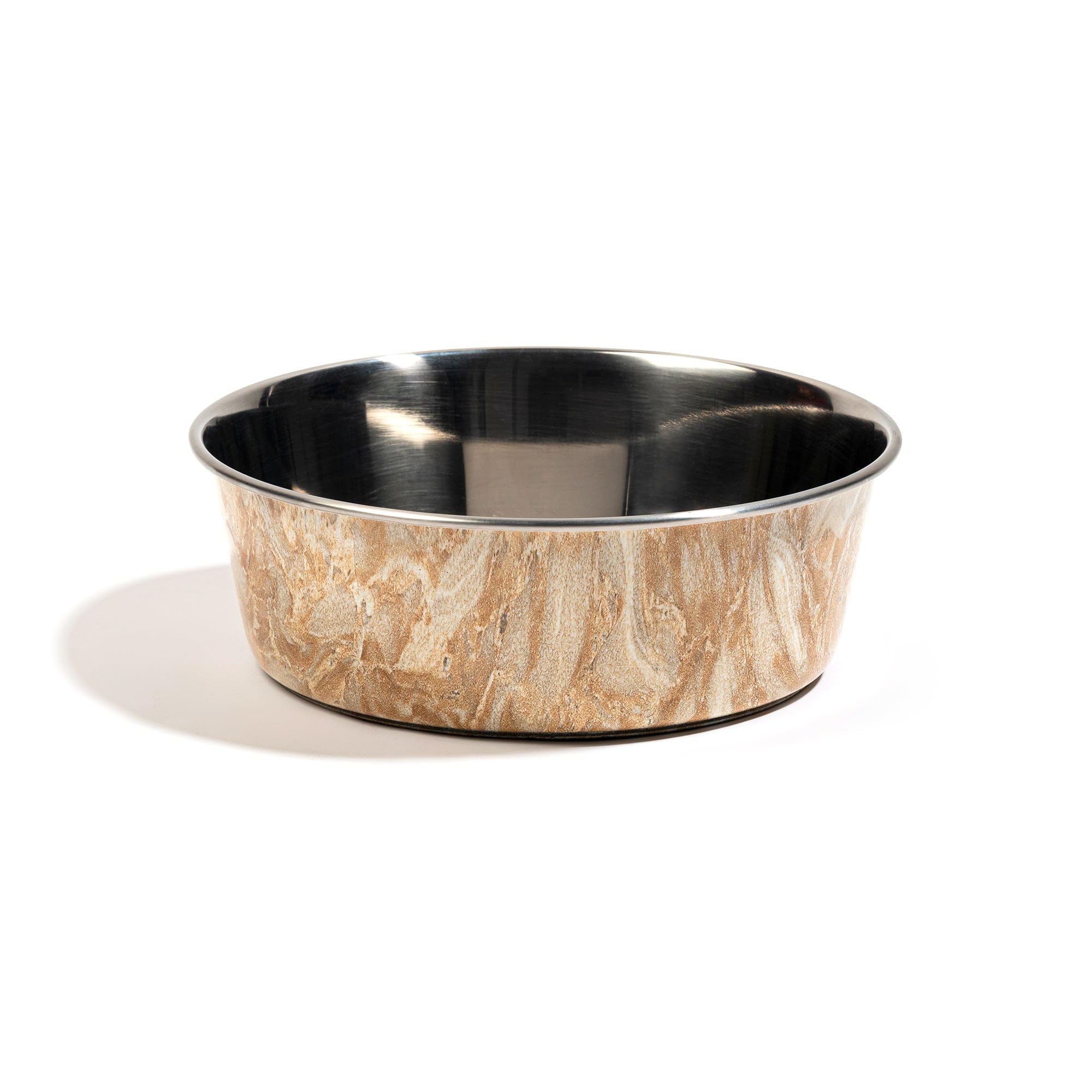 Huft Marble Mirage Printed Steel Bowl For Dogs  White  M