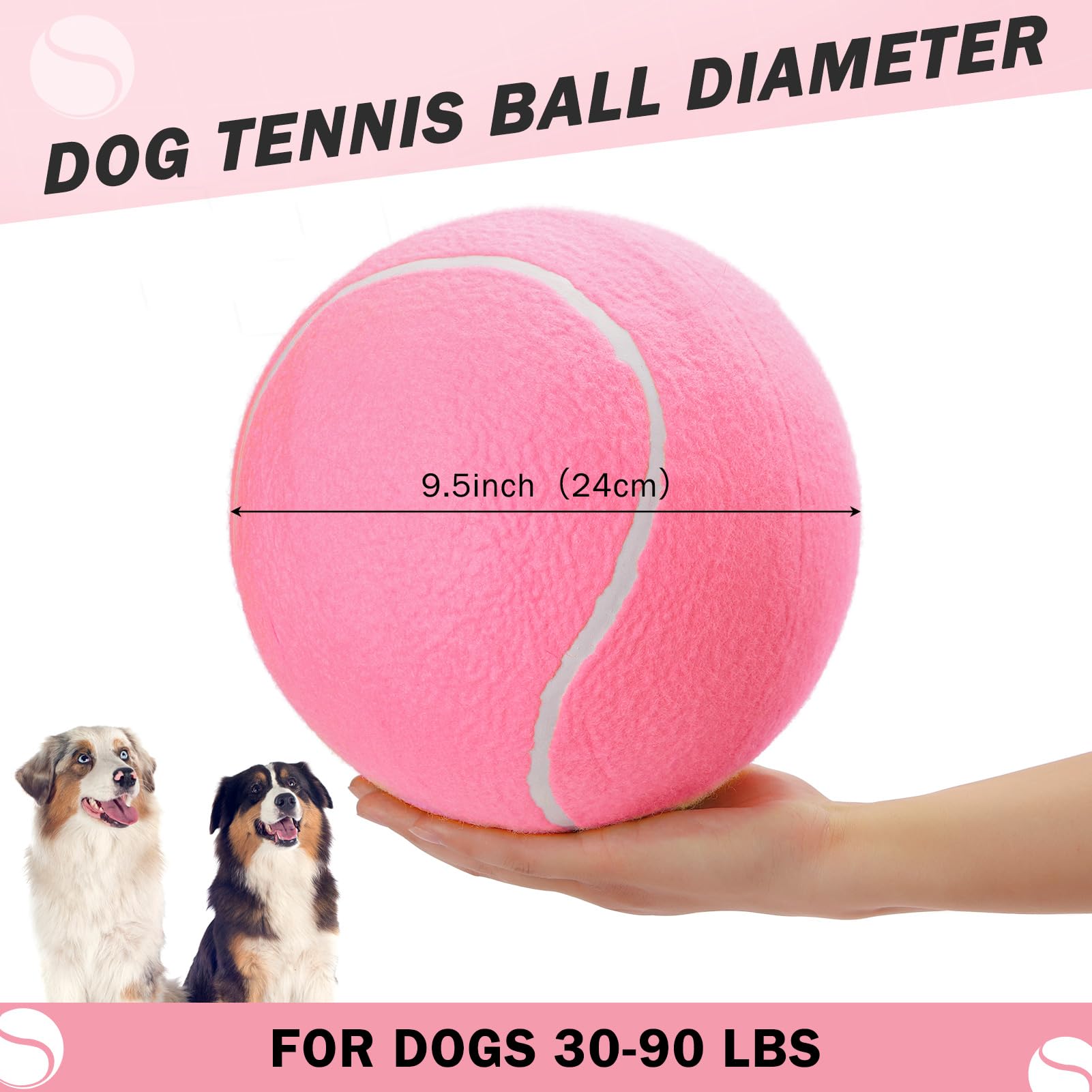 Scenereal Large Tennis Ball For Dogs, 2 Pack 9.5'' Inflatable Dog Toy Balls For Large Medium Small Dogs Puppies, Funny Interacti