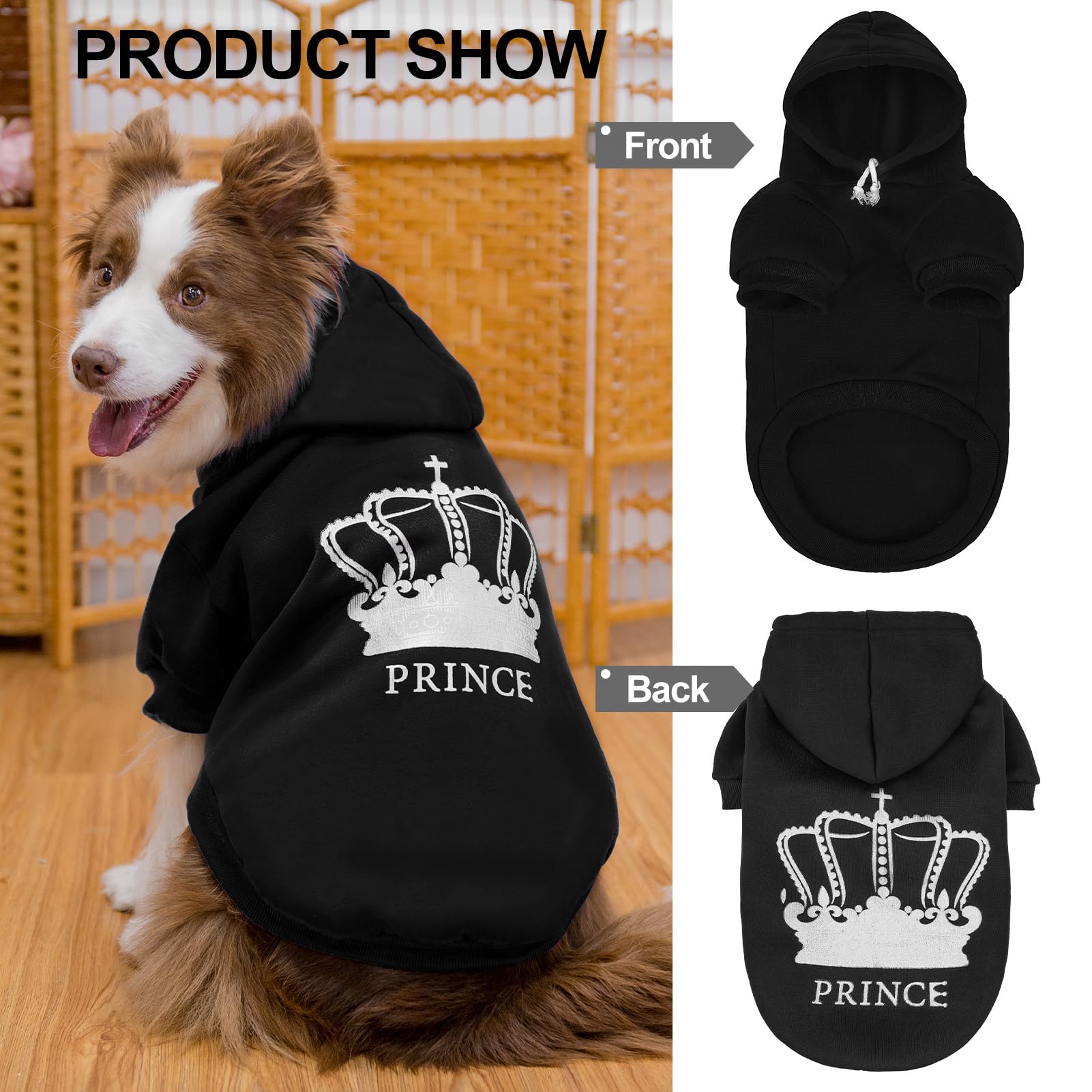 Expawlorer Boy'S Dog Hoodie - Sweater With Leash Hole, Cold Weather Clothes, Sweatshirt With Pocket - Black
