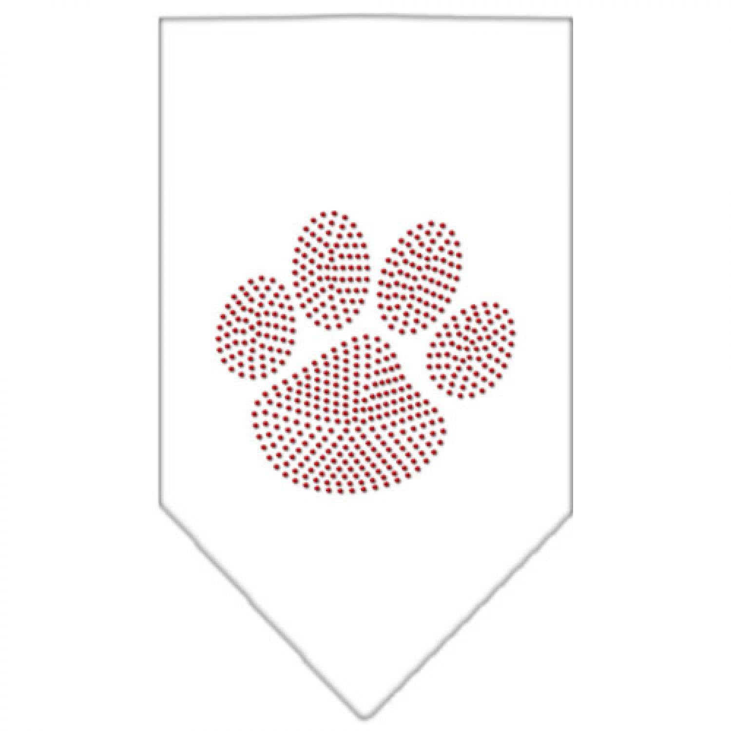 Mirage Pet Products Paw Red Rhinestone Bandana, Large, White