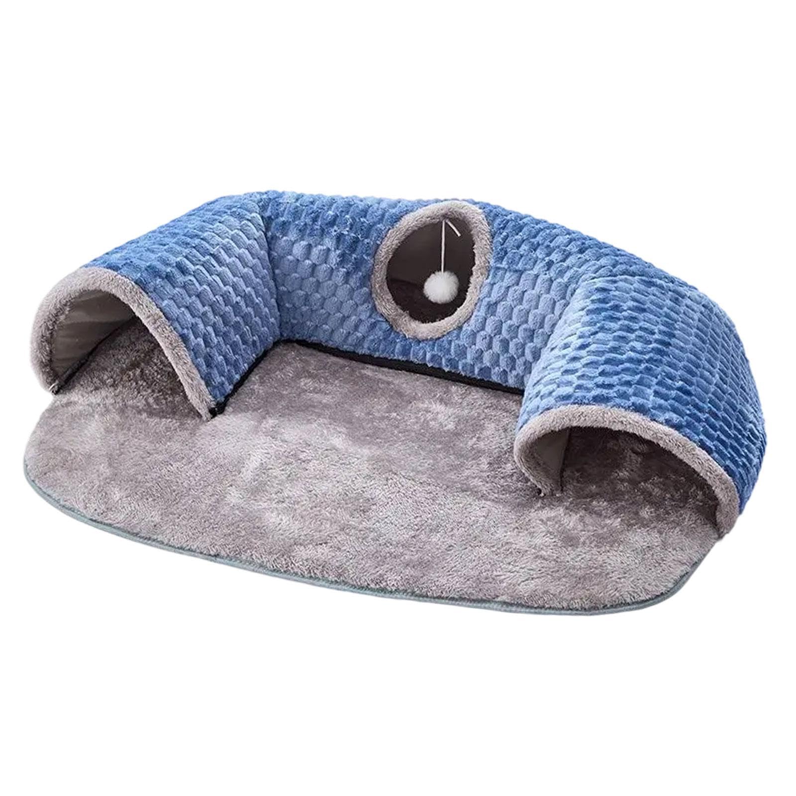 Myaddiction Cat Activity Center Hideout 2 In 1 Cat Tunnel Bed For Rabbit Hamster Outdoor Blue M