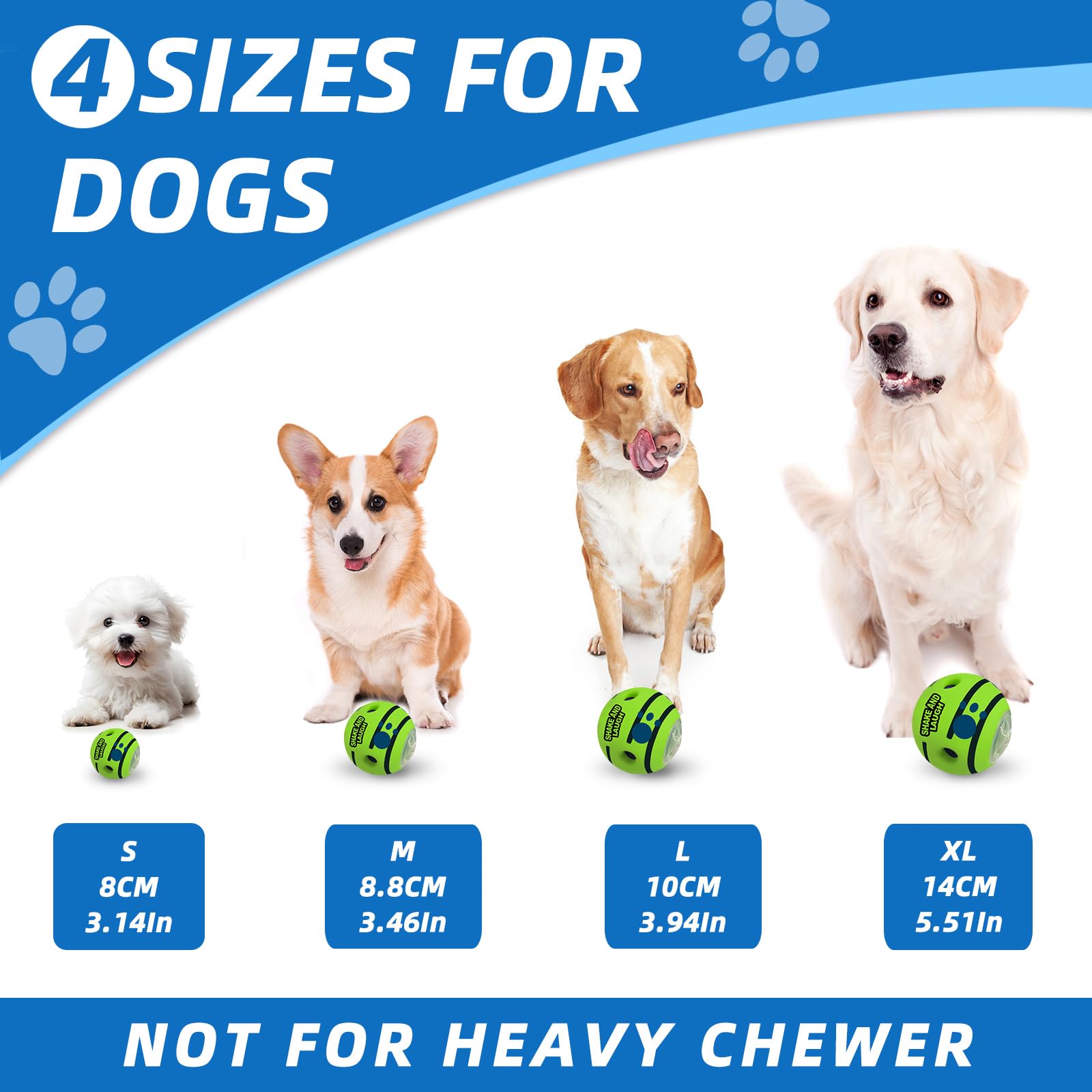 Shake And Laugh Interactive Puzzle Dog Treat Ball, Treat Dispensing Enrichment Dog Toys Ball, Xl, 5.51 In (14 Cm)
