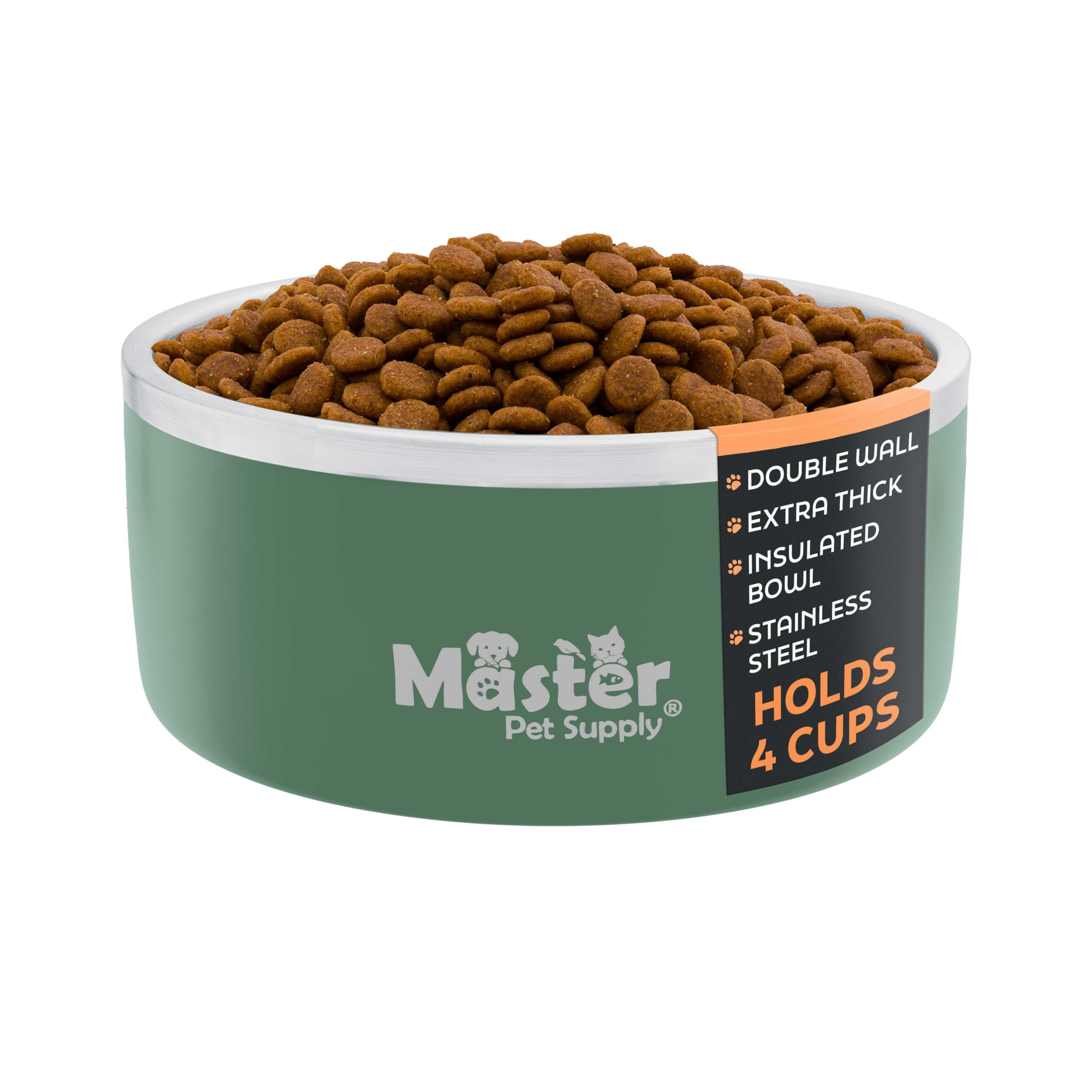 Master Pet Supply Stainless Steel Dog Bowls - 32 oz, Heavy Duty - Camo Patrol, Double Wall Extra-Thick Insulated, Non-Slip Pet W