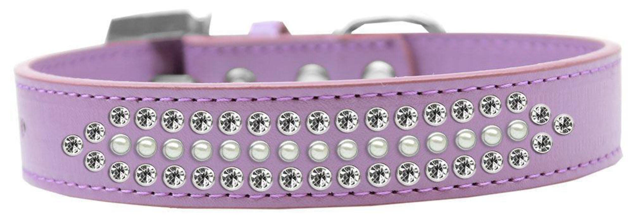 Dog, Puppy and Pet Fashion Collar, "Ritz Pearl & Clear Crystal Rimsets" Red 18