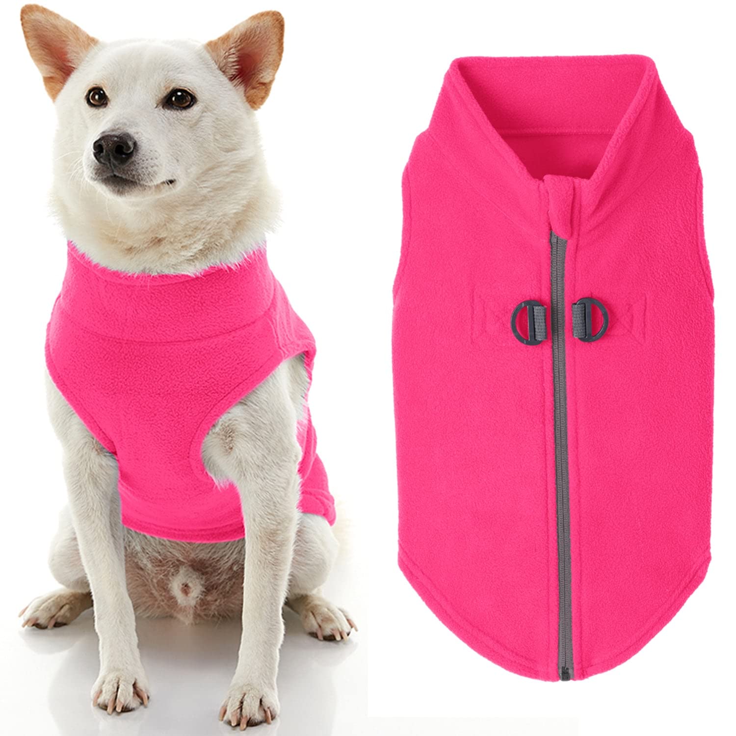 Gooby - Zip Up Fleece Vest, Fleece Jacket Sweater With Zipper Closure And Leash Ring, Pink, Medium