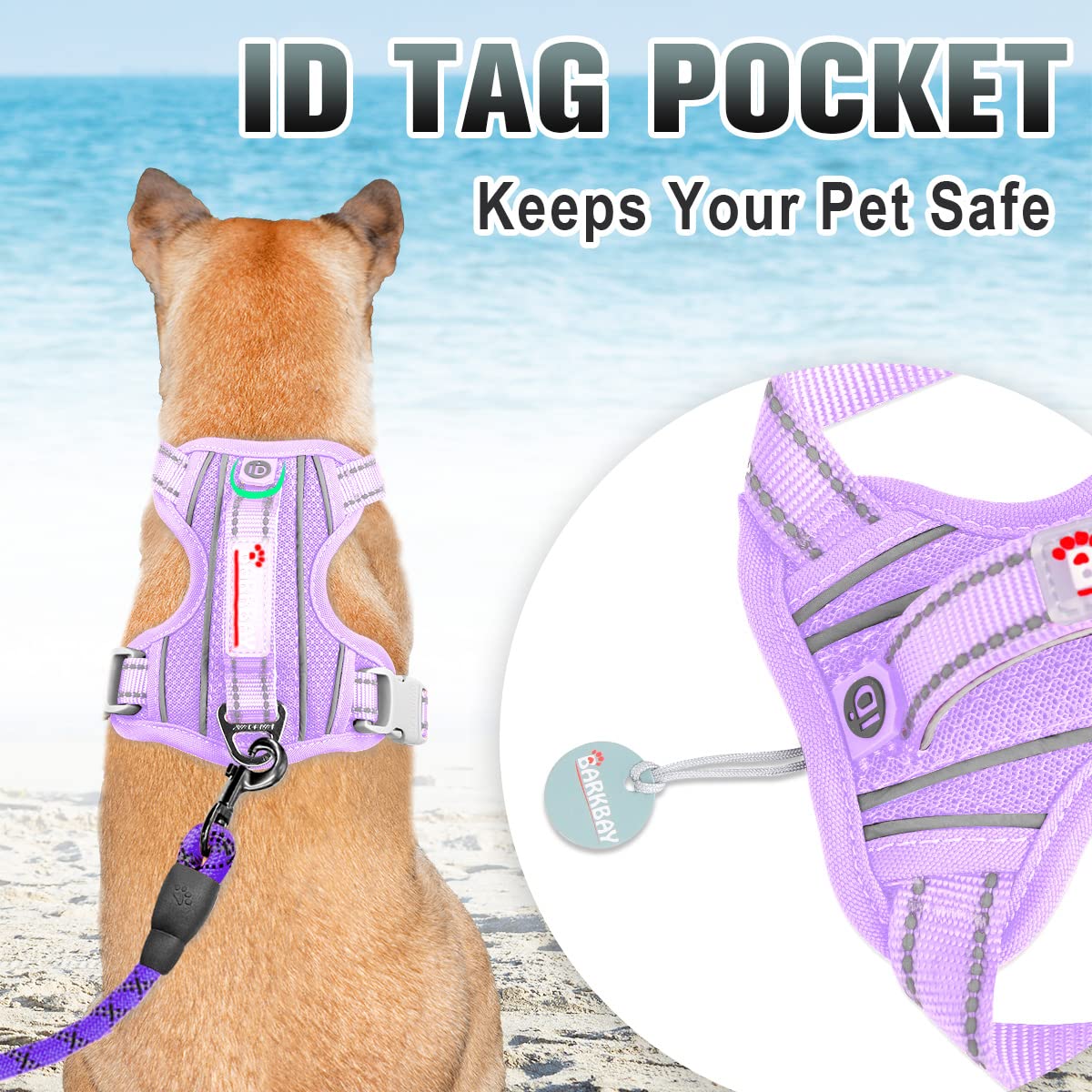Barkbay No Pull Dog Harness Large Reflective Dog Harness With Front Clip And Easy Control Handle For Walking Training Running Wi