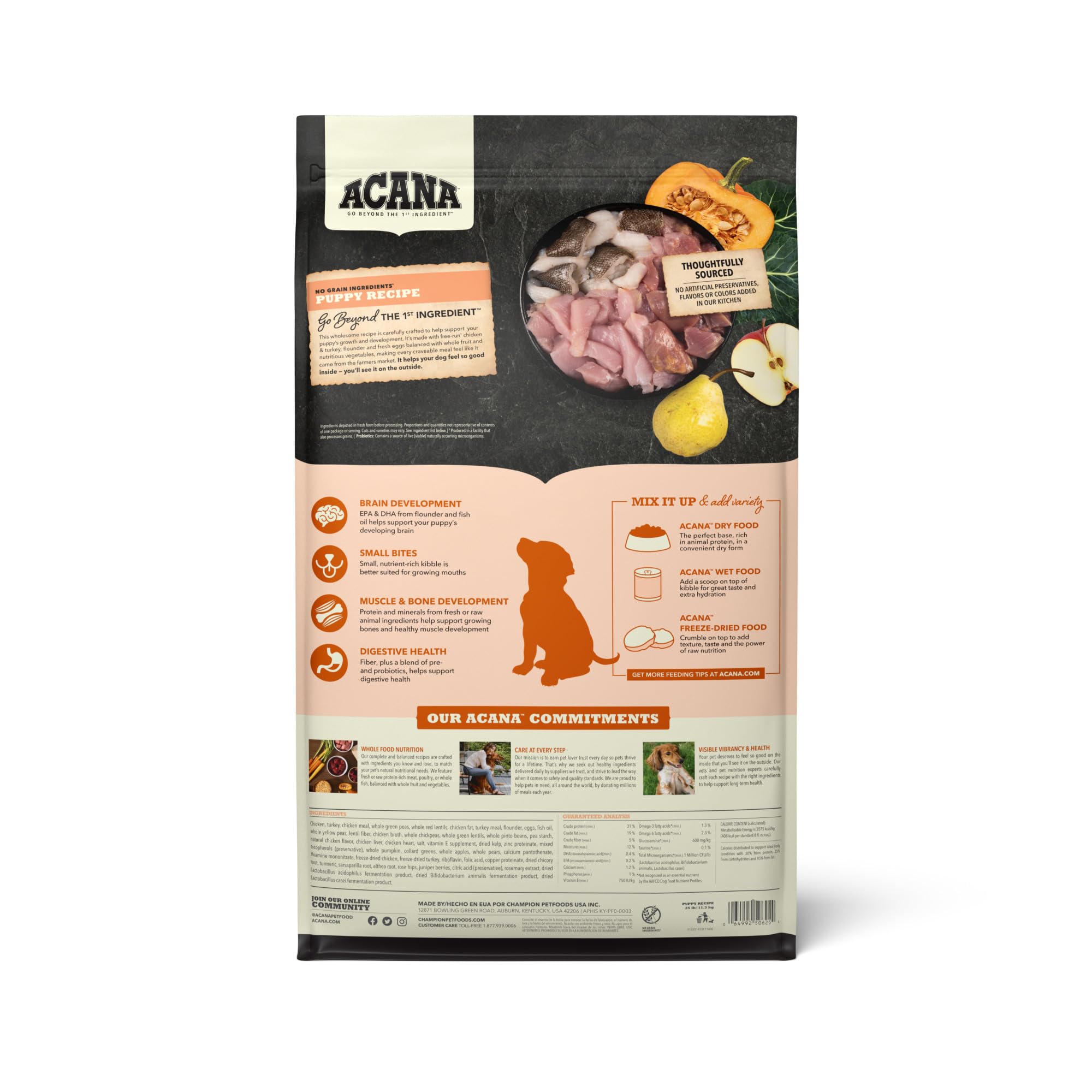 ACANA Grain Free Dry Dog Food, Puppy Recipe, 25lb