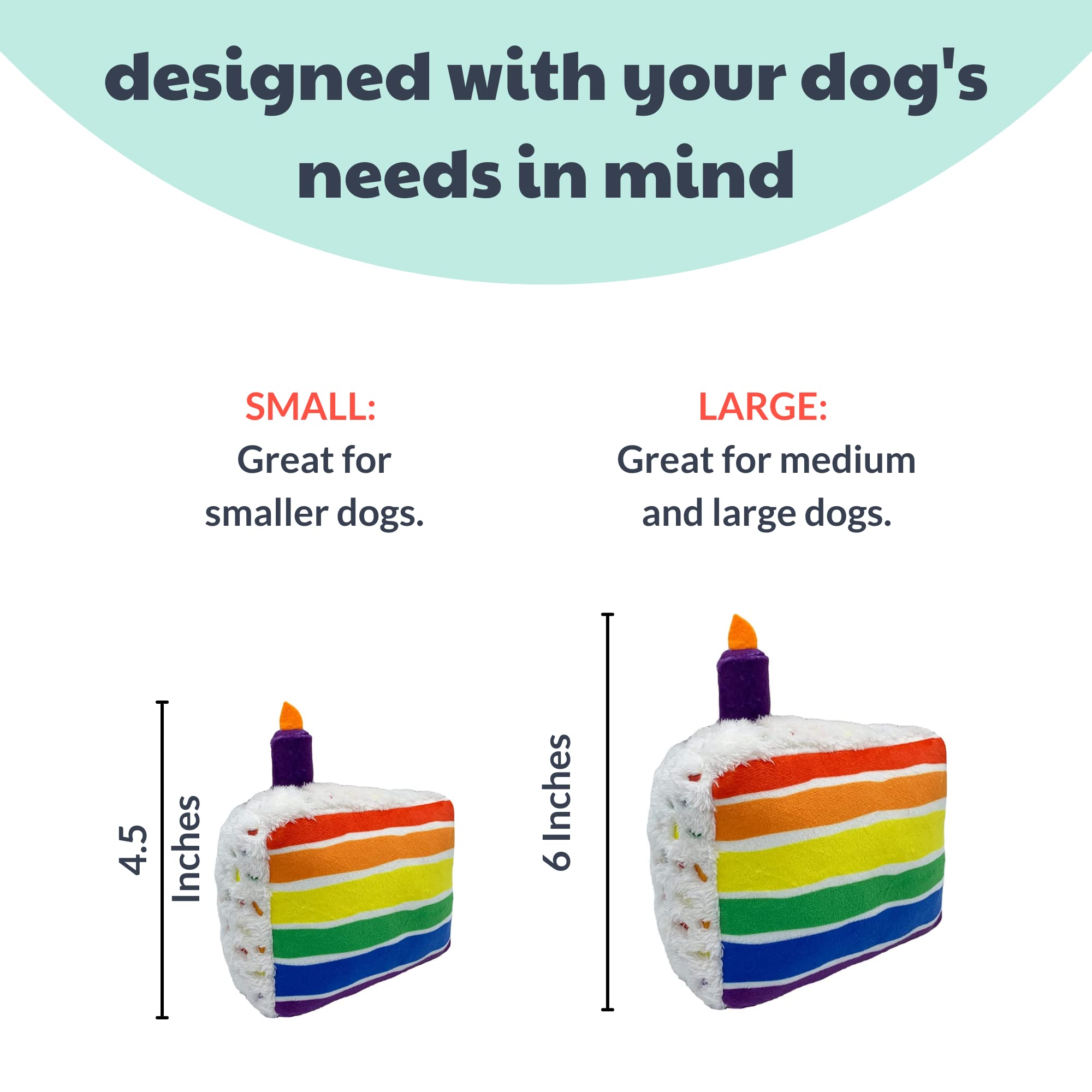 Huxley & Kent For Dogs | Funfetti Cake (Small) | Birthday Power Plush Dog Toy With Squeaker